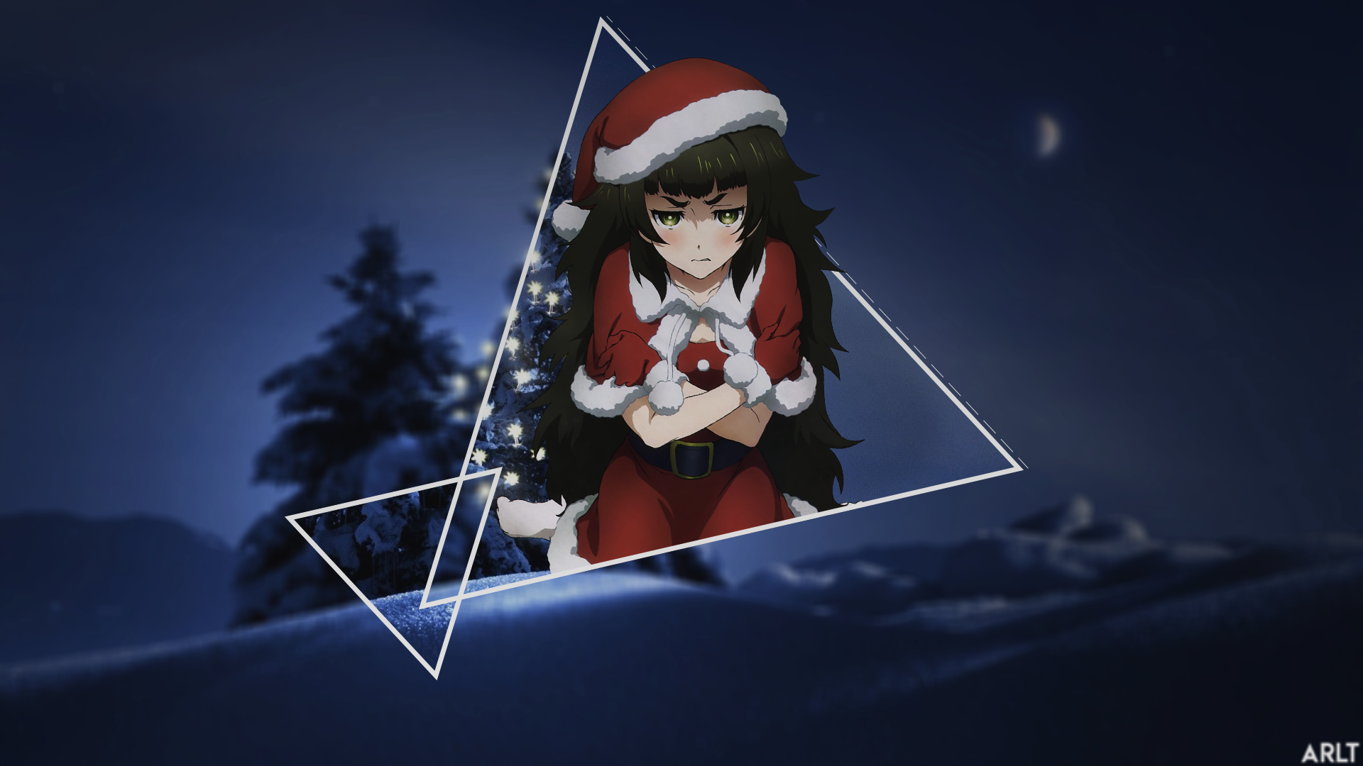 Kurisu Makise from Steins;Gate in Christmas Outfit HD Wallpaper