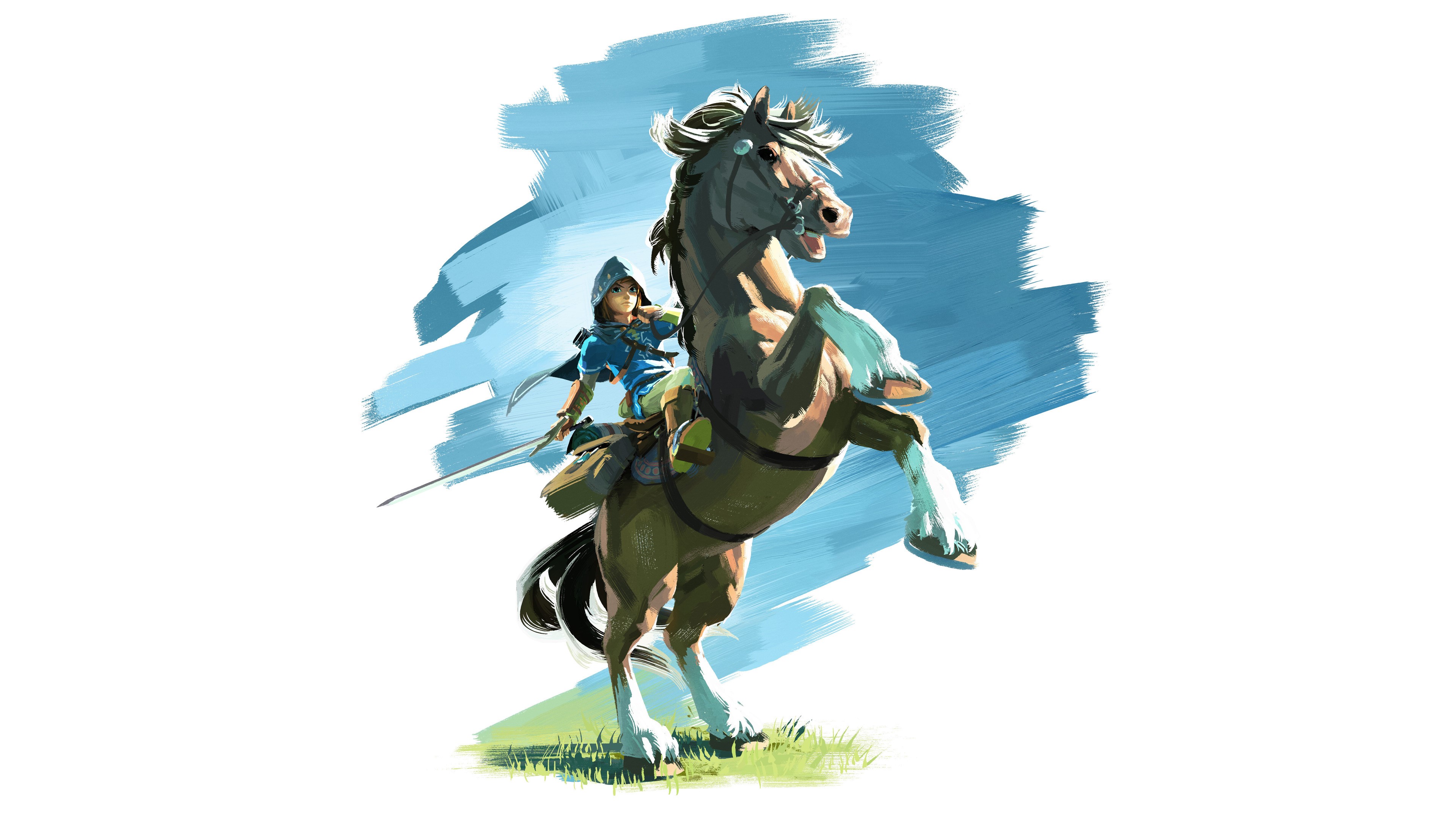 Link from The Legend of Zelda: Breath of the Wild on Horse HD Wallpaper