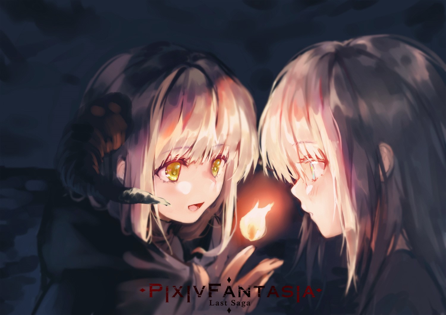 Anime girls holding a small flame, Pixiv Fantasia HD Wallpaper