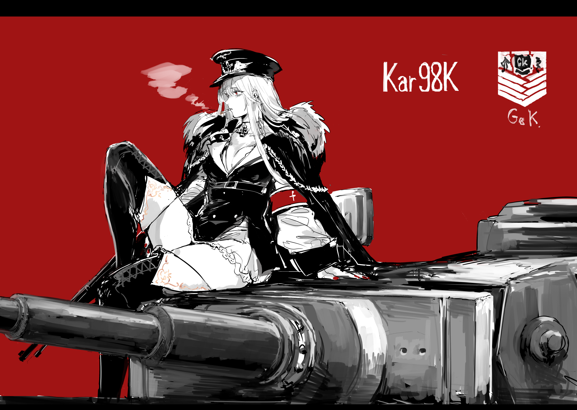 Kar 98K from Girls Frontline smoking on a tank HD Wallpaper