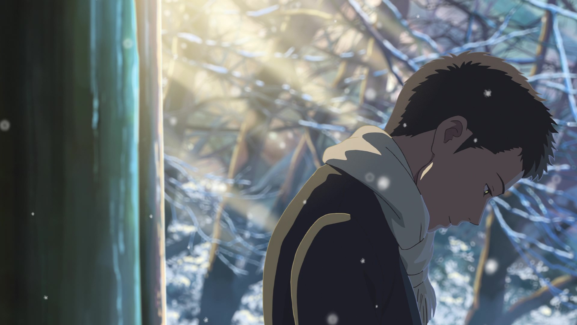 Anime boy in winter forest HD Wallpaper