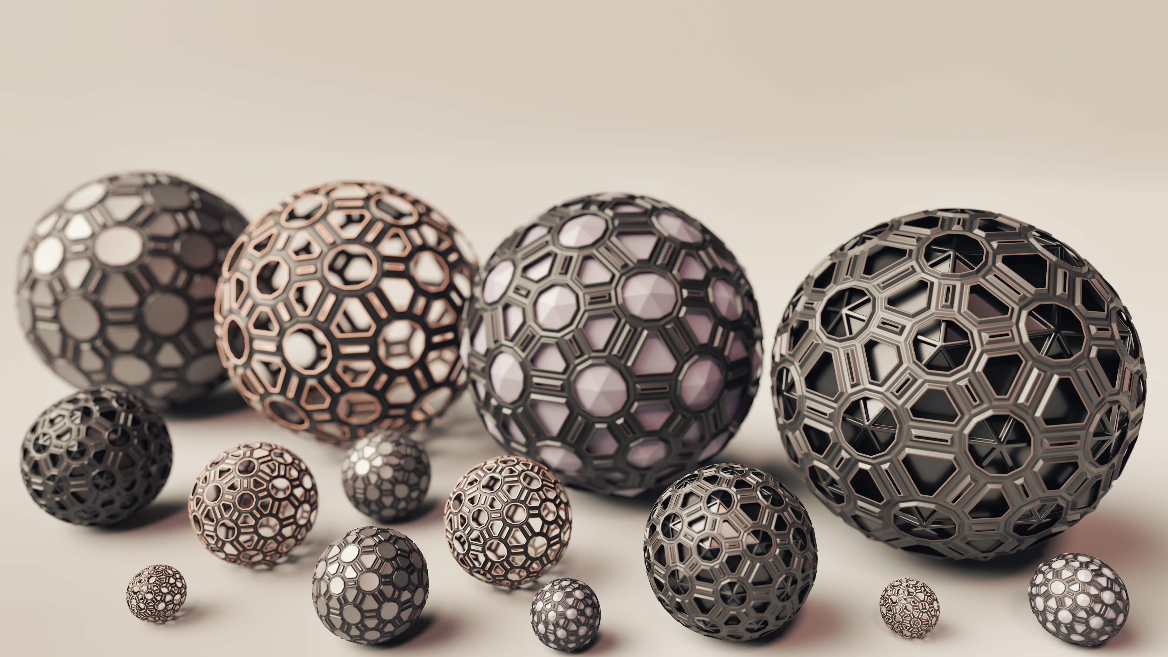 4K Digital Render of Geometric Spheres HD Wallpaper