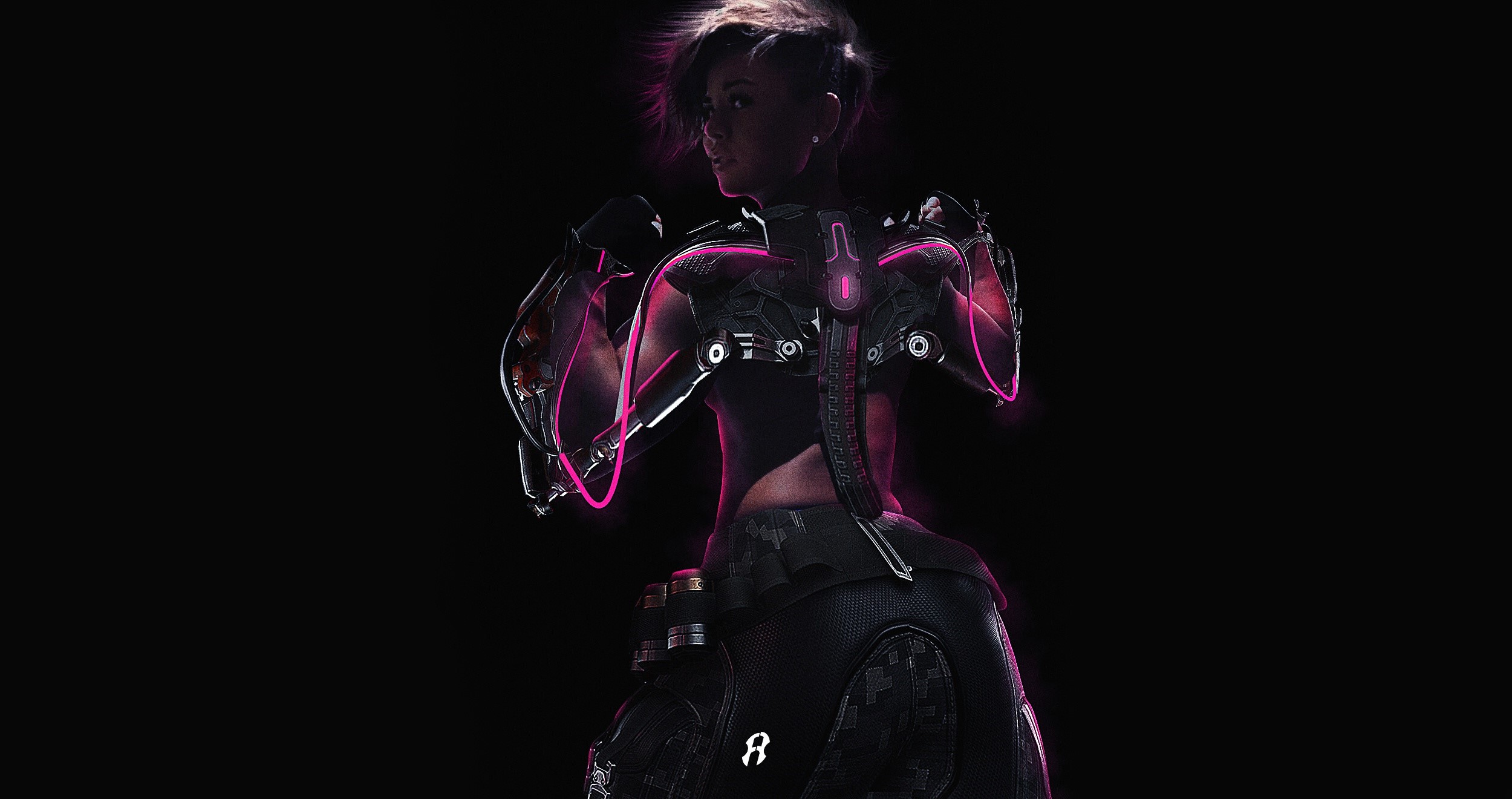 Futuristic woman with cybernetic enhancements HD Wallpaper