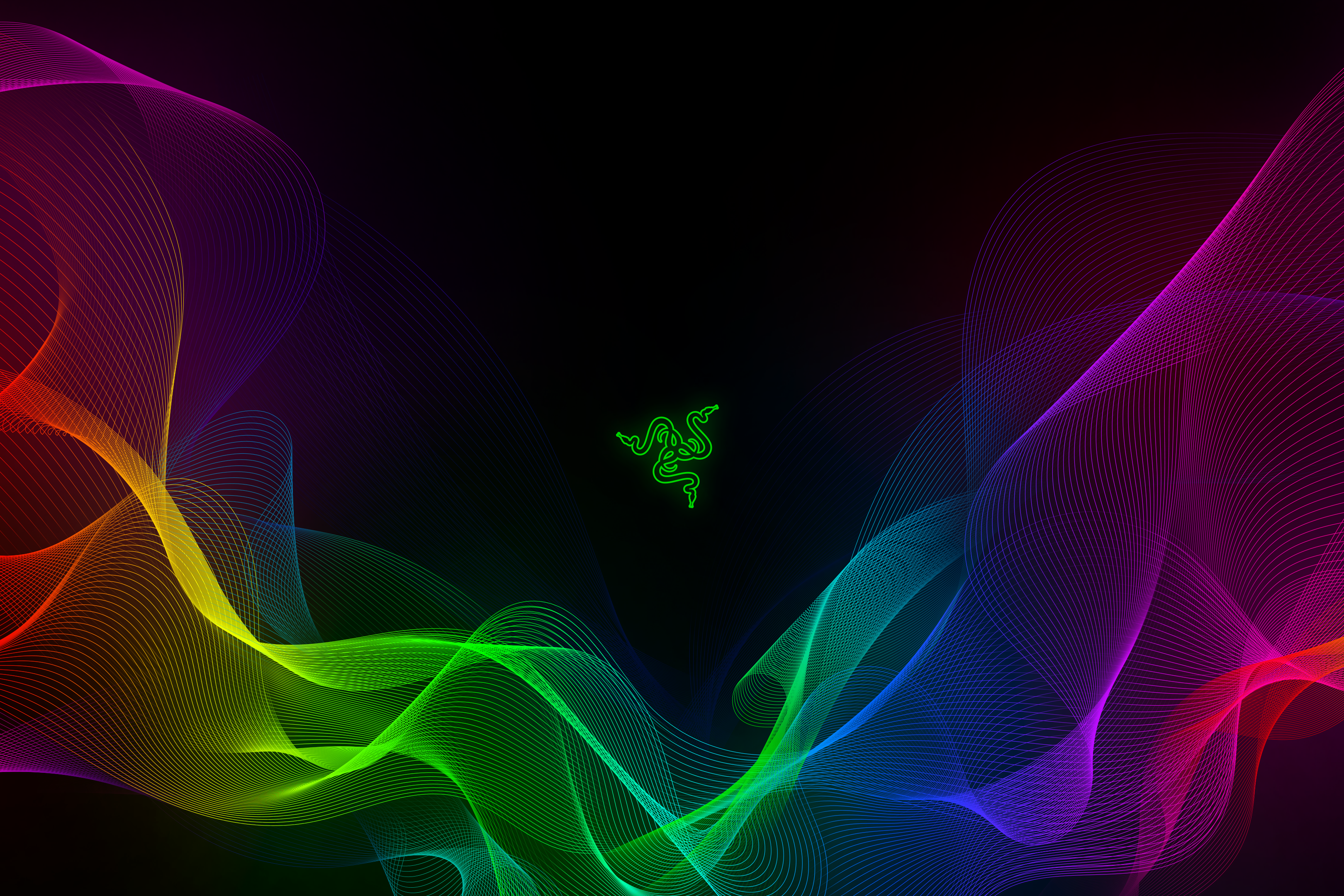 Razer logo with rainbow wave digital art HD Wallpaper
