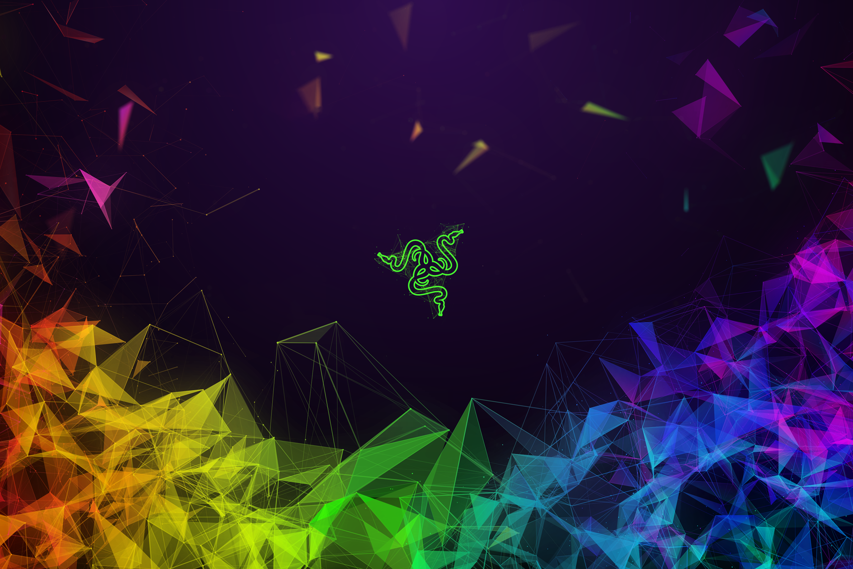 Razer logo with colorful abstract geometric background HD Wallpaper
