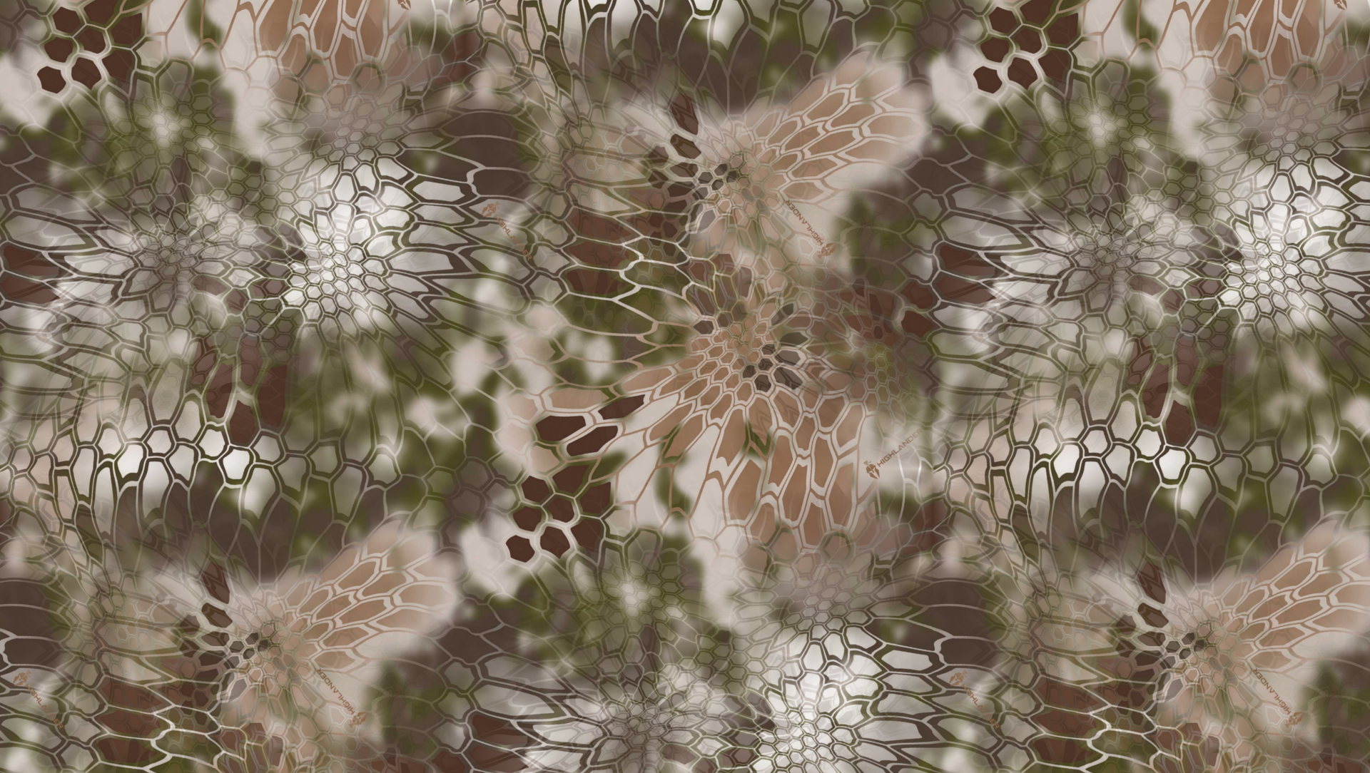 Hexagonal camouflage pattern in brown and green HD Wallpaper