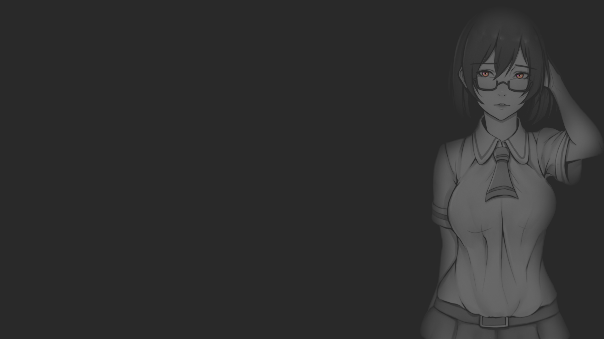 Girl in school uniform with glasses and red eyes HD Wallpaper