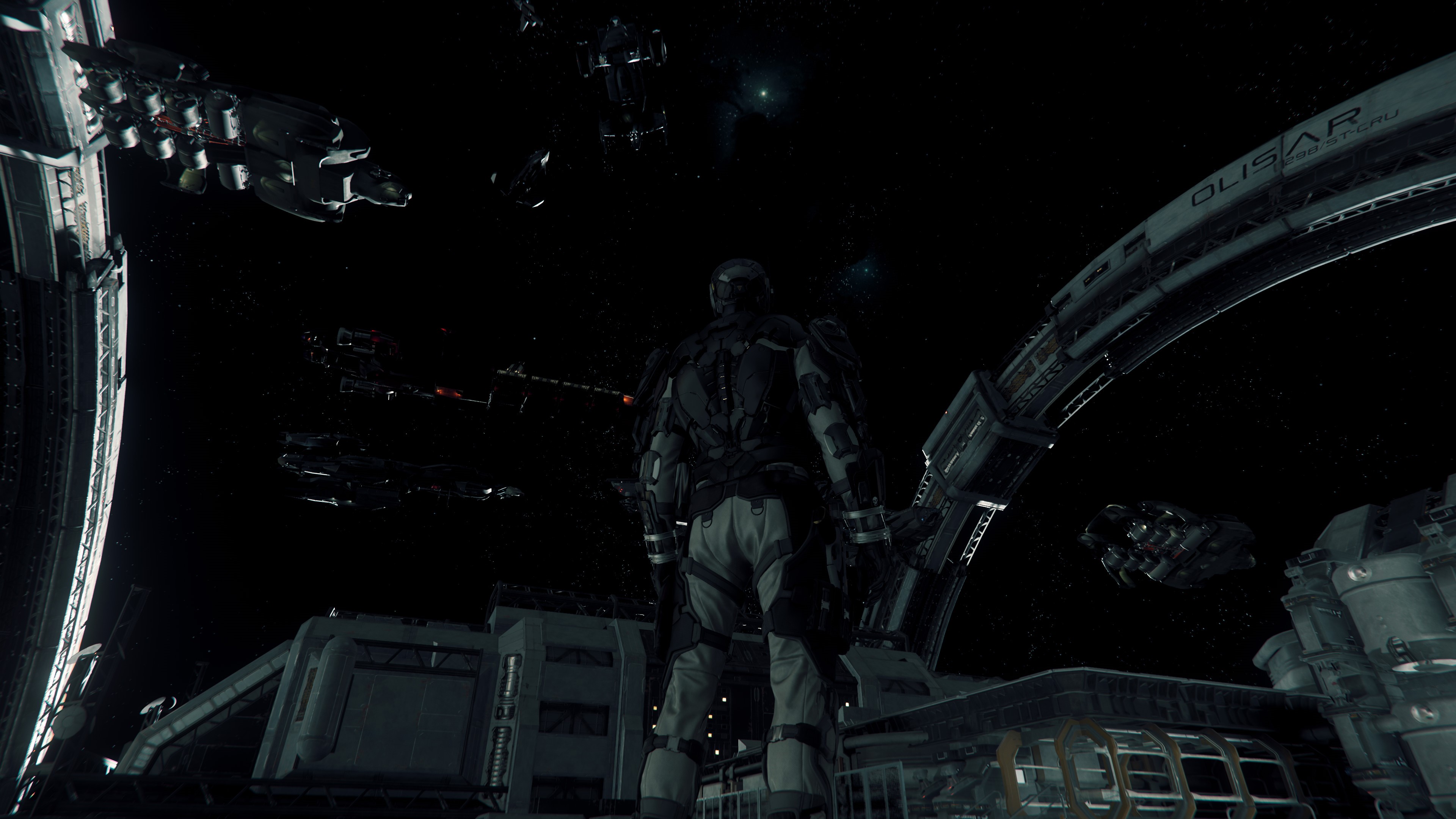4K Star Citizen space station with ships HD Wallpaper