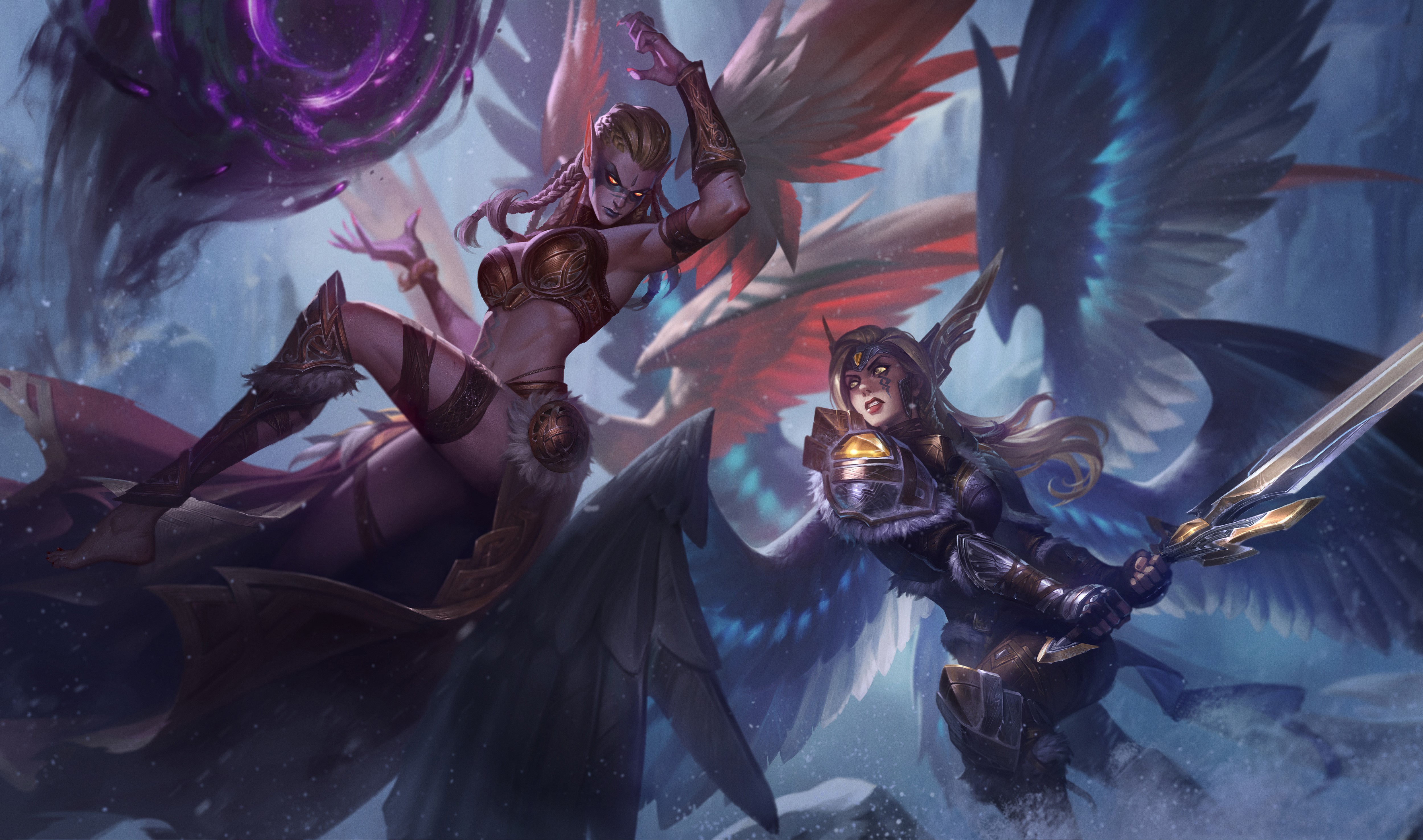 4K Kayle and Morgana from League of Legends HD Wallpaper