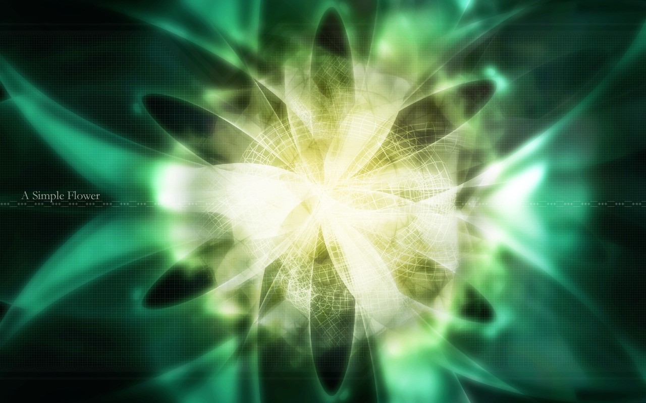 Abstract digital art with green and yellow flower shapes HD Wallpaper