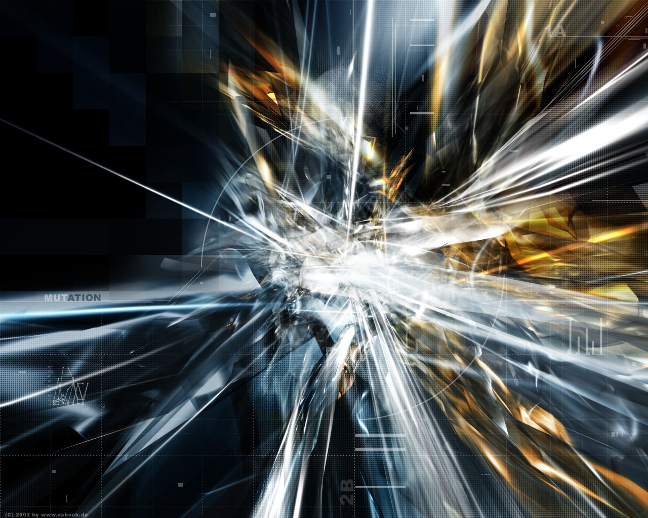 Abstract digital art with light streaks and geometric shapes HD Wallpaper