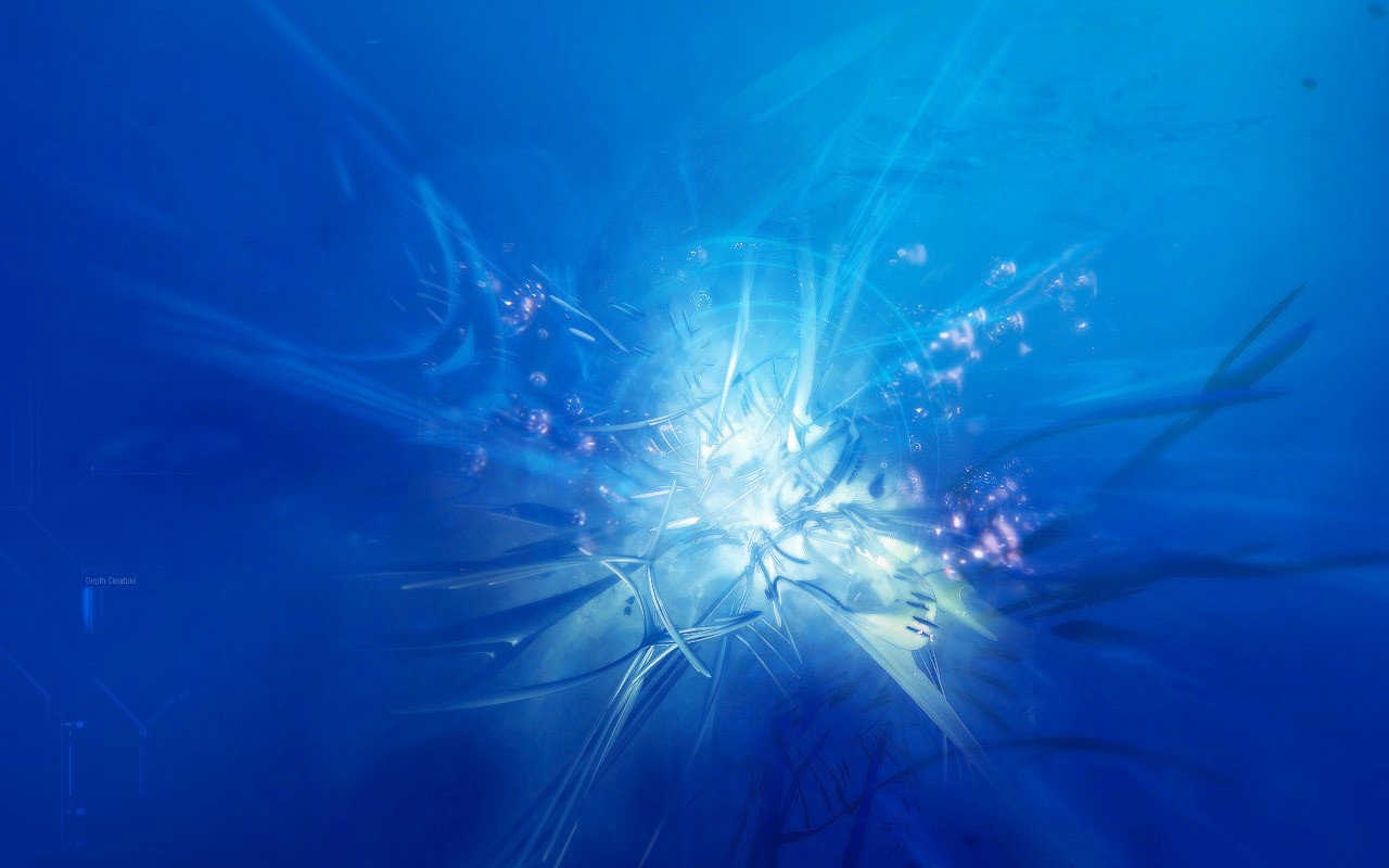 Abstract blue digital art with glowing shapes HD Wallpaper