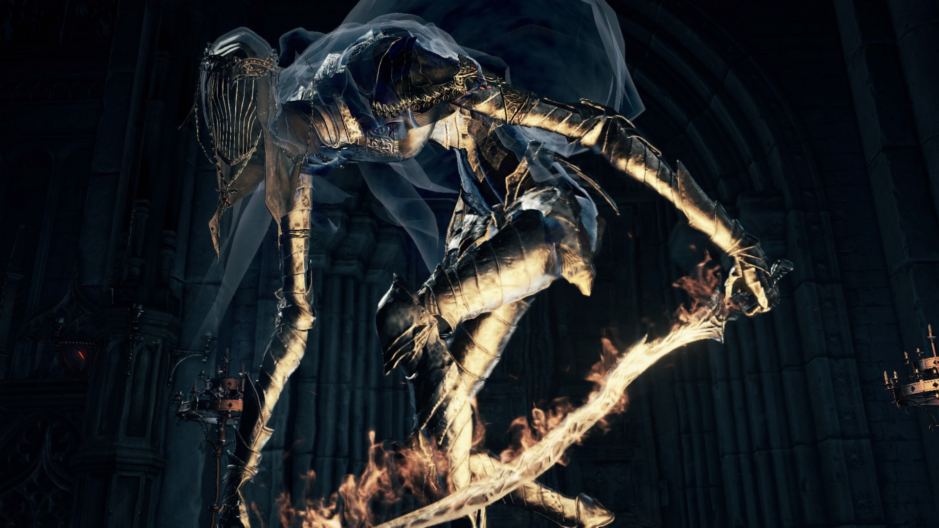 Dark Souls 3 character with flaming sword HD Wallpaper