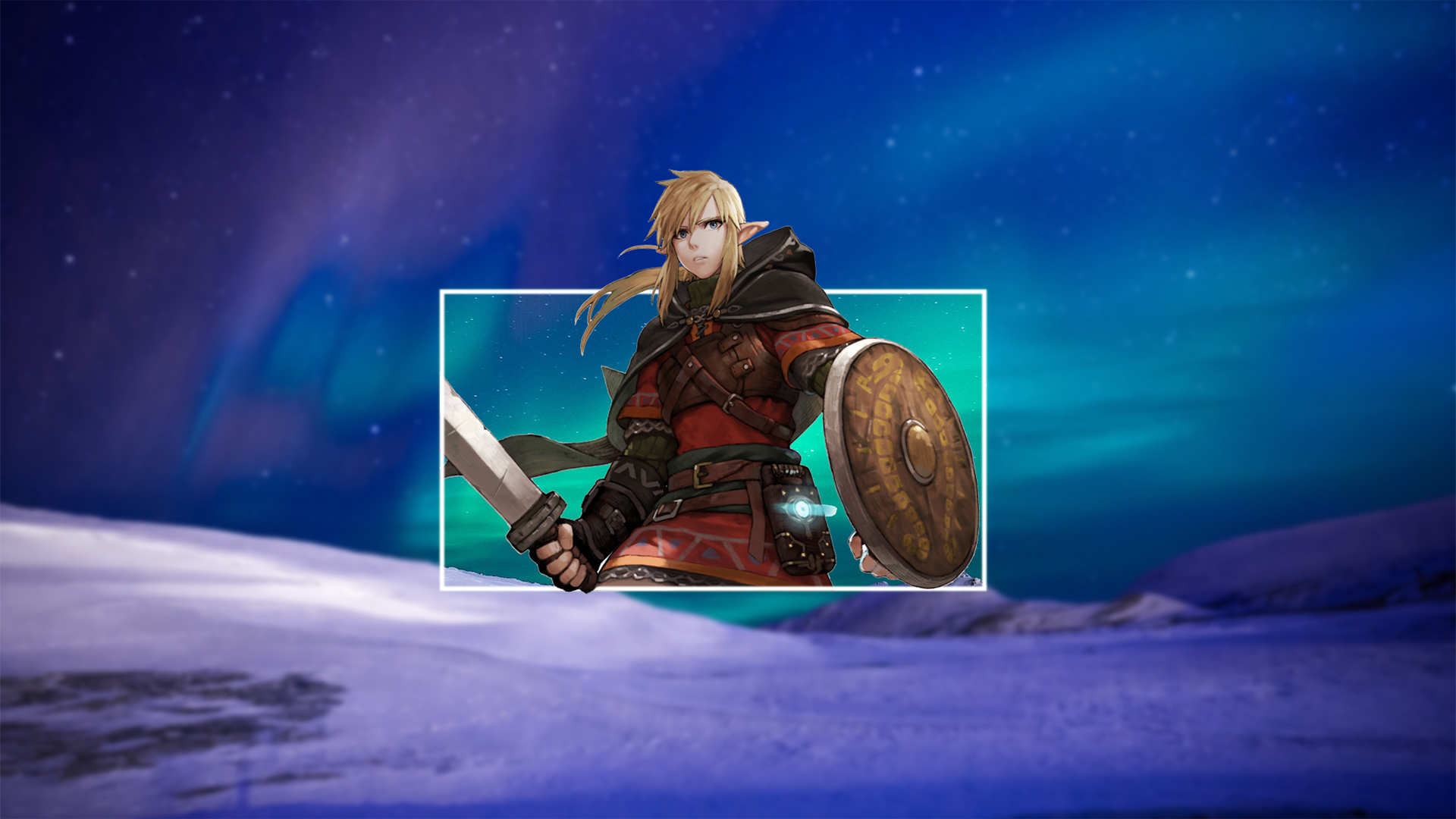 Link from The Legend of Zelda with Aurora Borealis HD Wallpaper