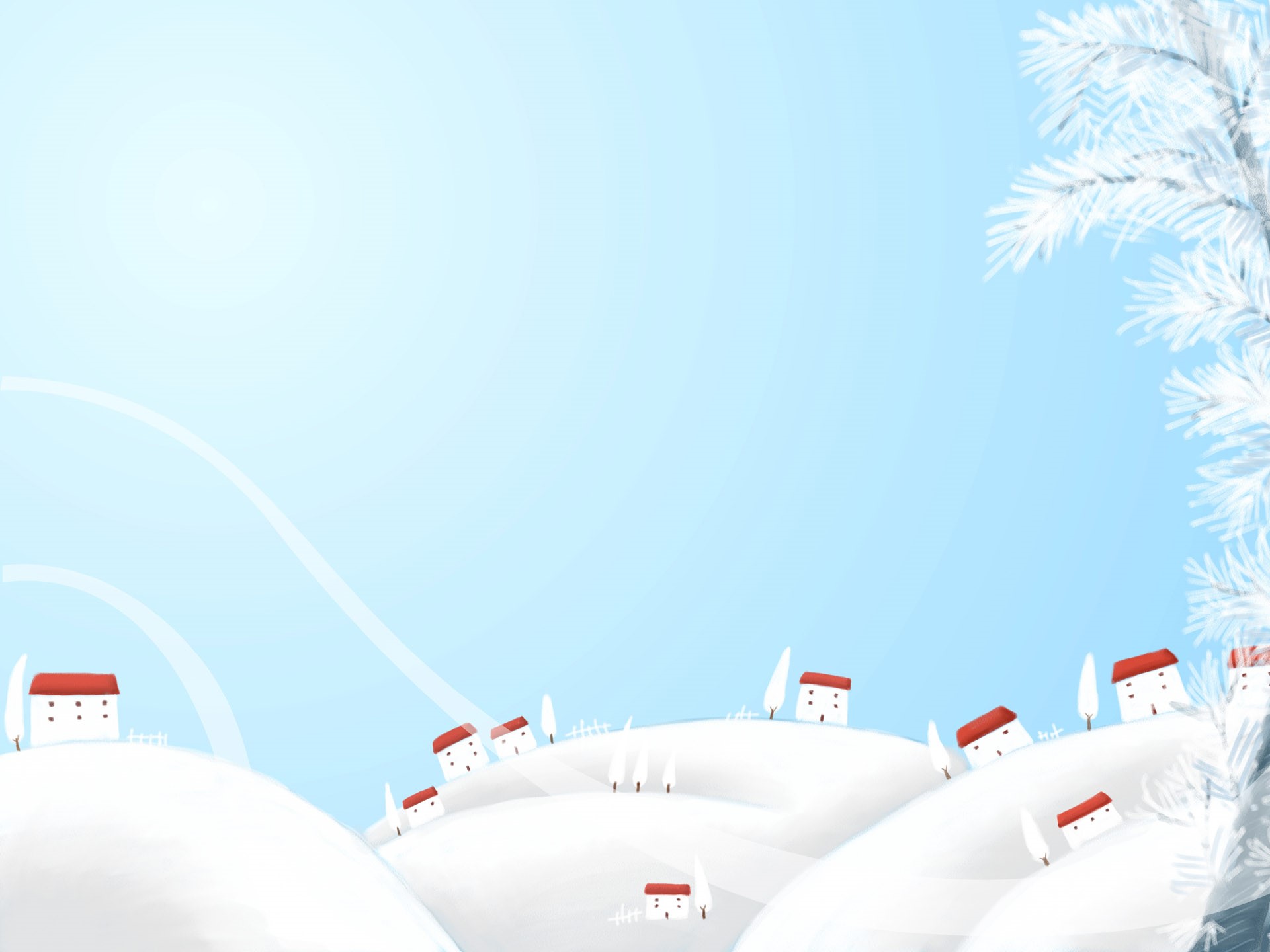 Winter village with snow-covered houses and trees HD Wallpaper