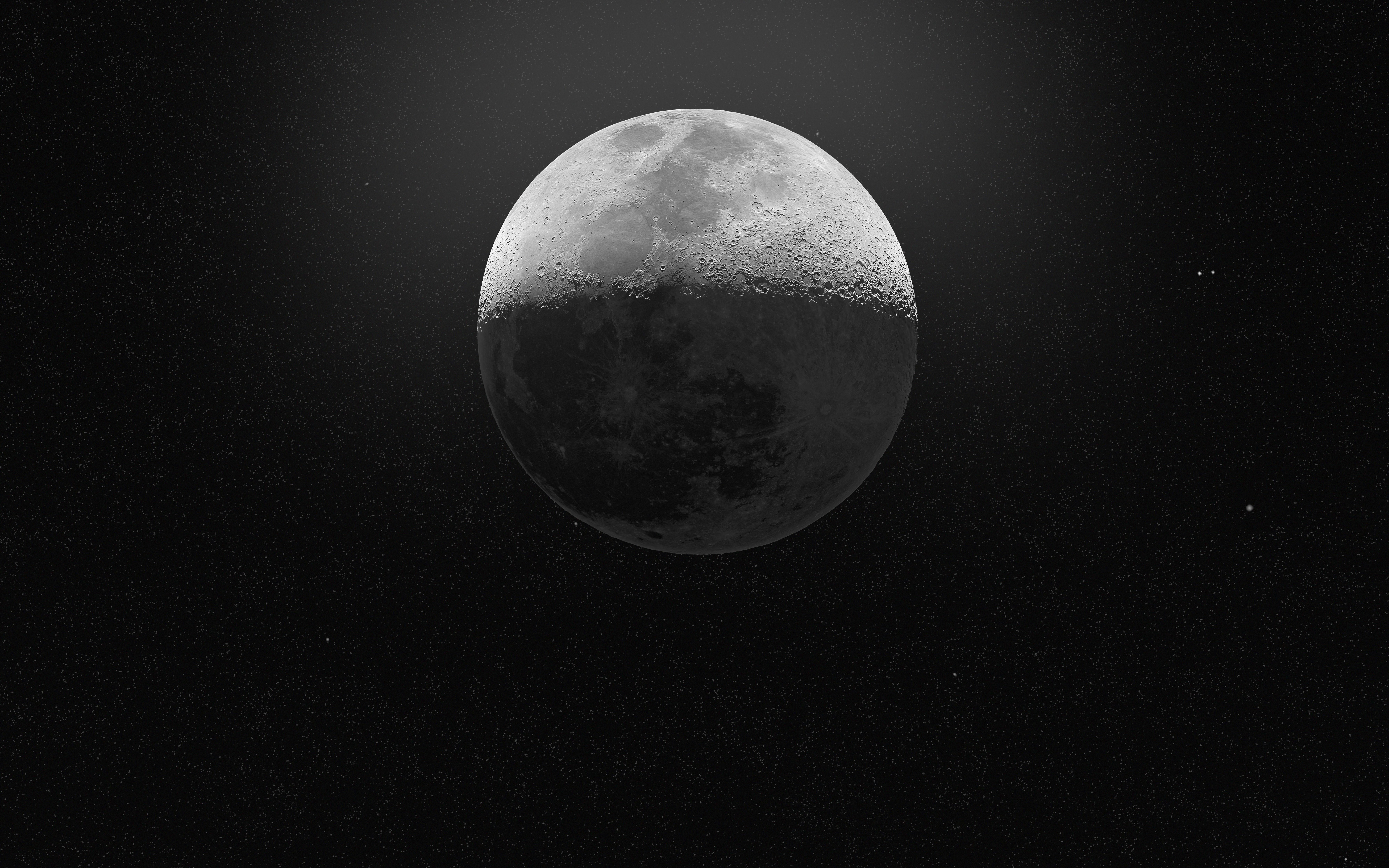 4K Monochrome Moon in Space Art HD Wallpaper