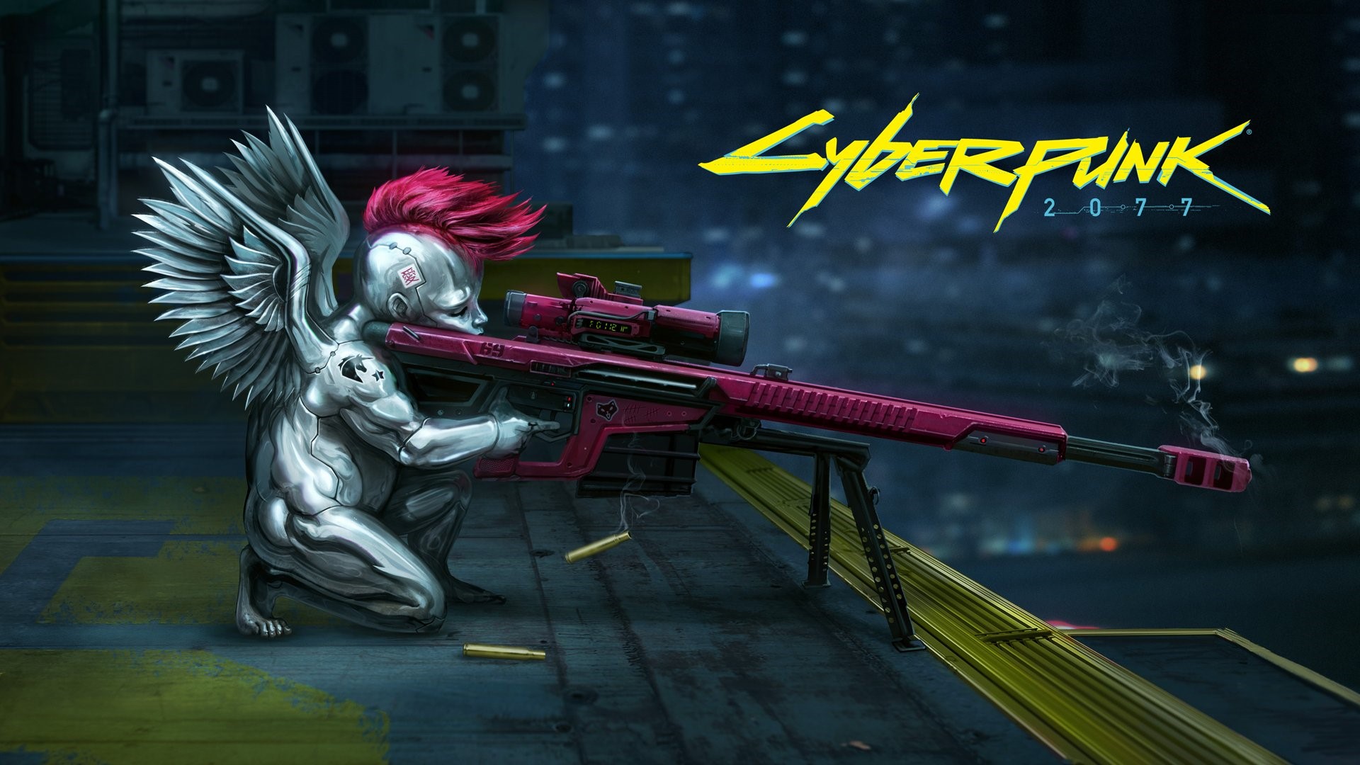 Cyberpunk 2077 character with sniper rifle HD Wallpaper