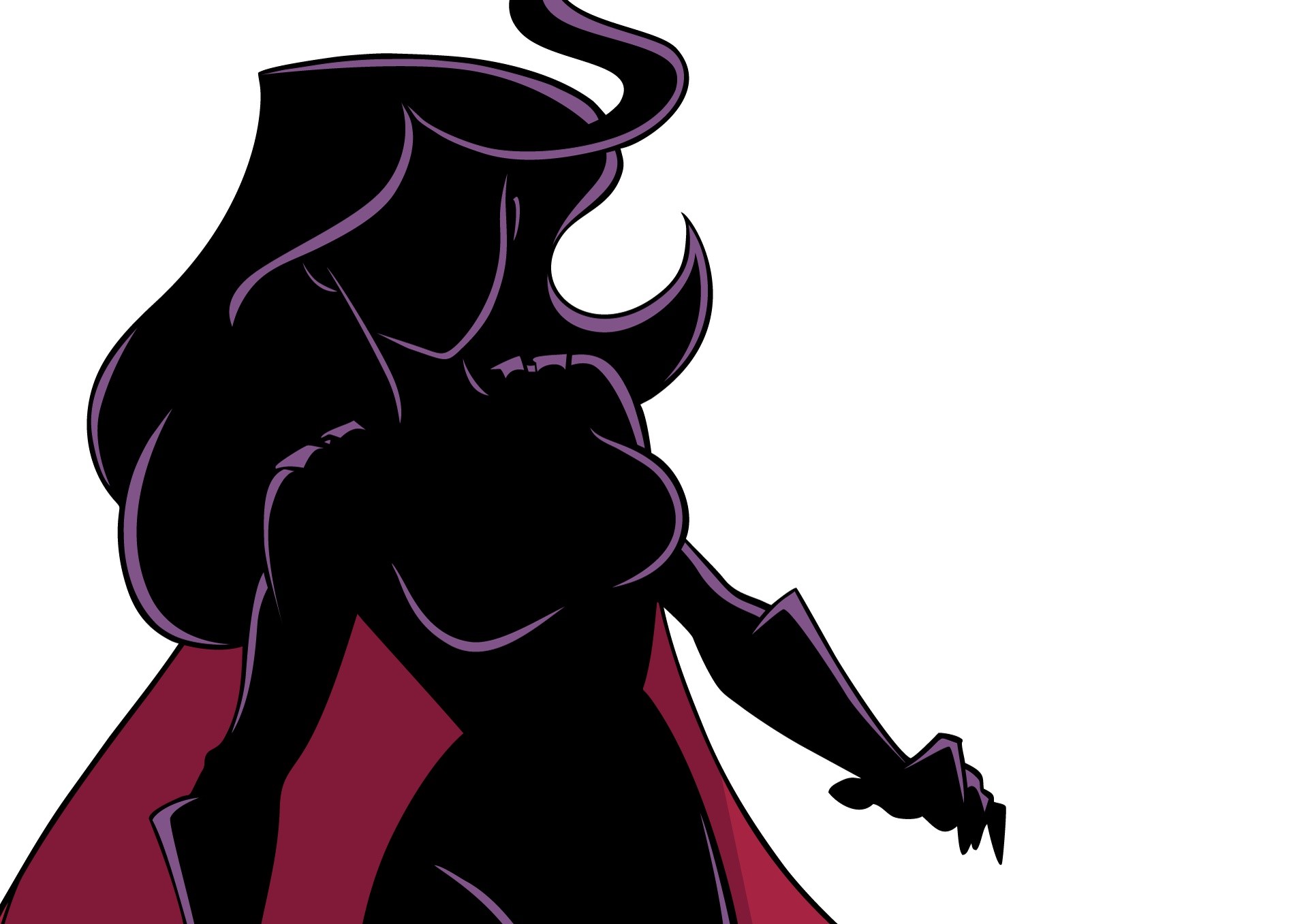 Silhouette of a woman with purple accents HD Wallpaper