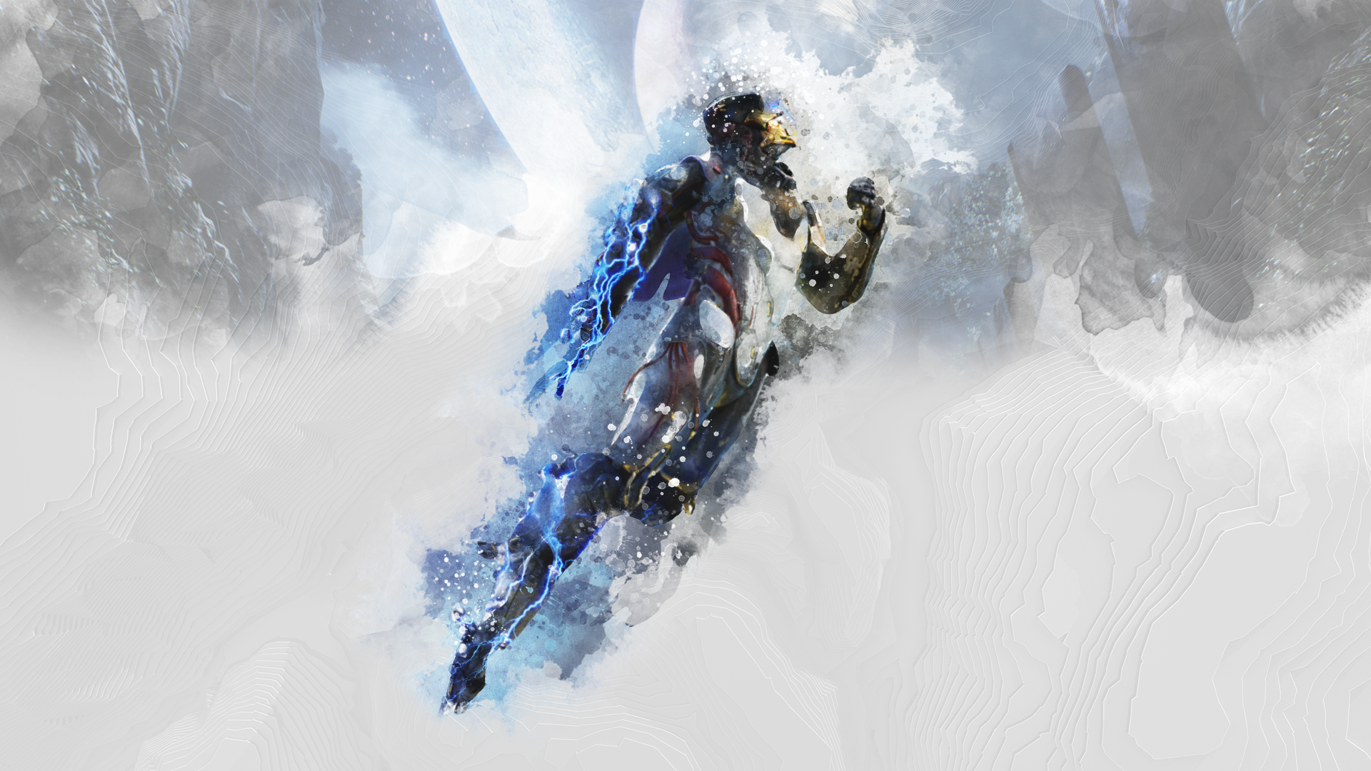 Anthem Javelin suit with blue lightning effects HD Wallpaper