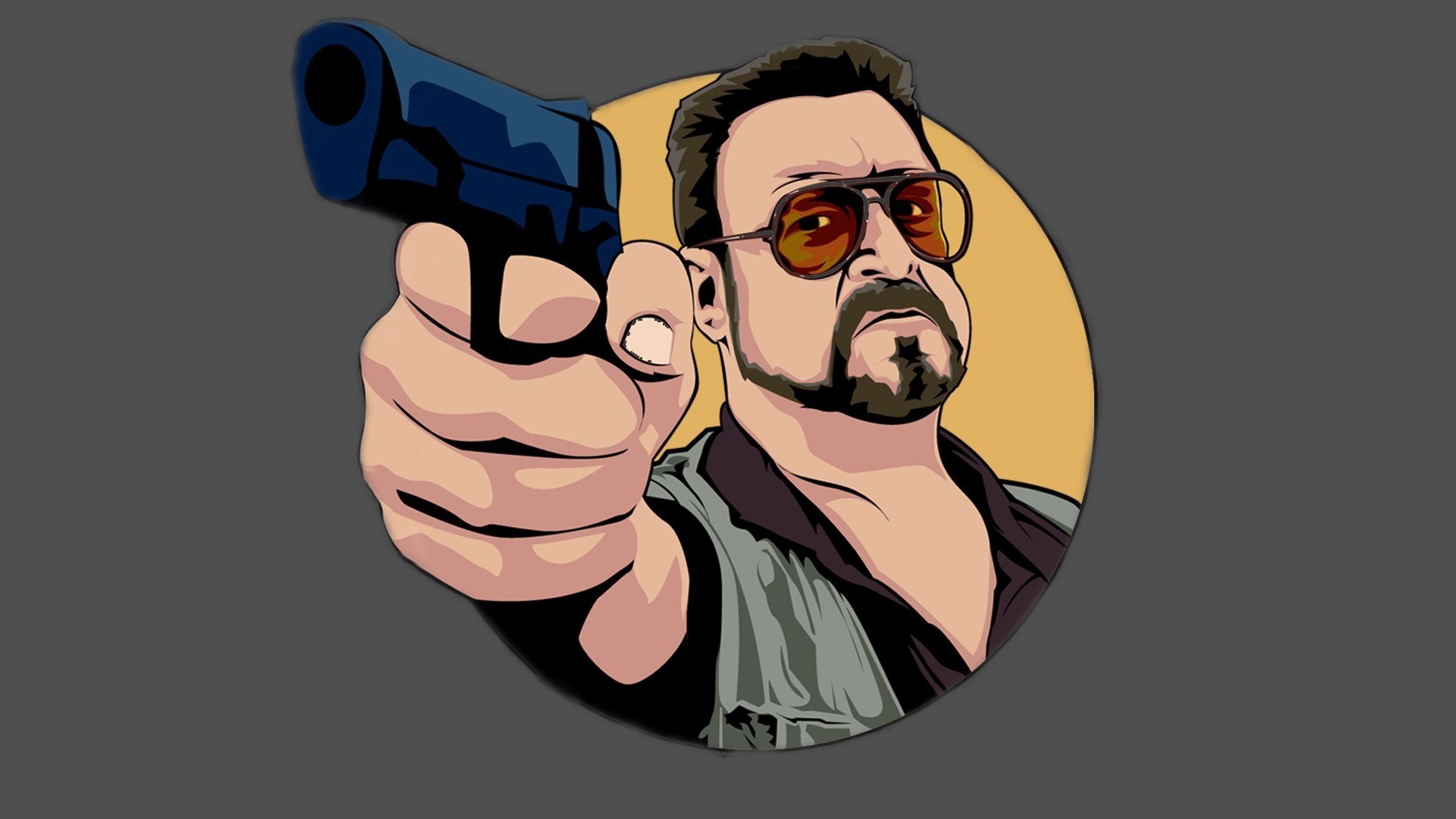 Walter Sobchak from The Big Lebowski holding a gun HD Wallpaper