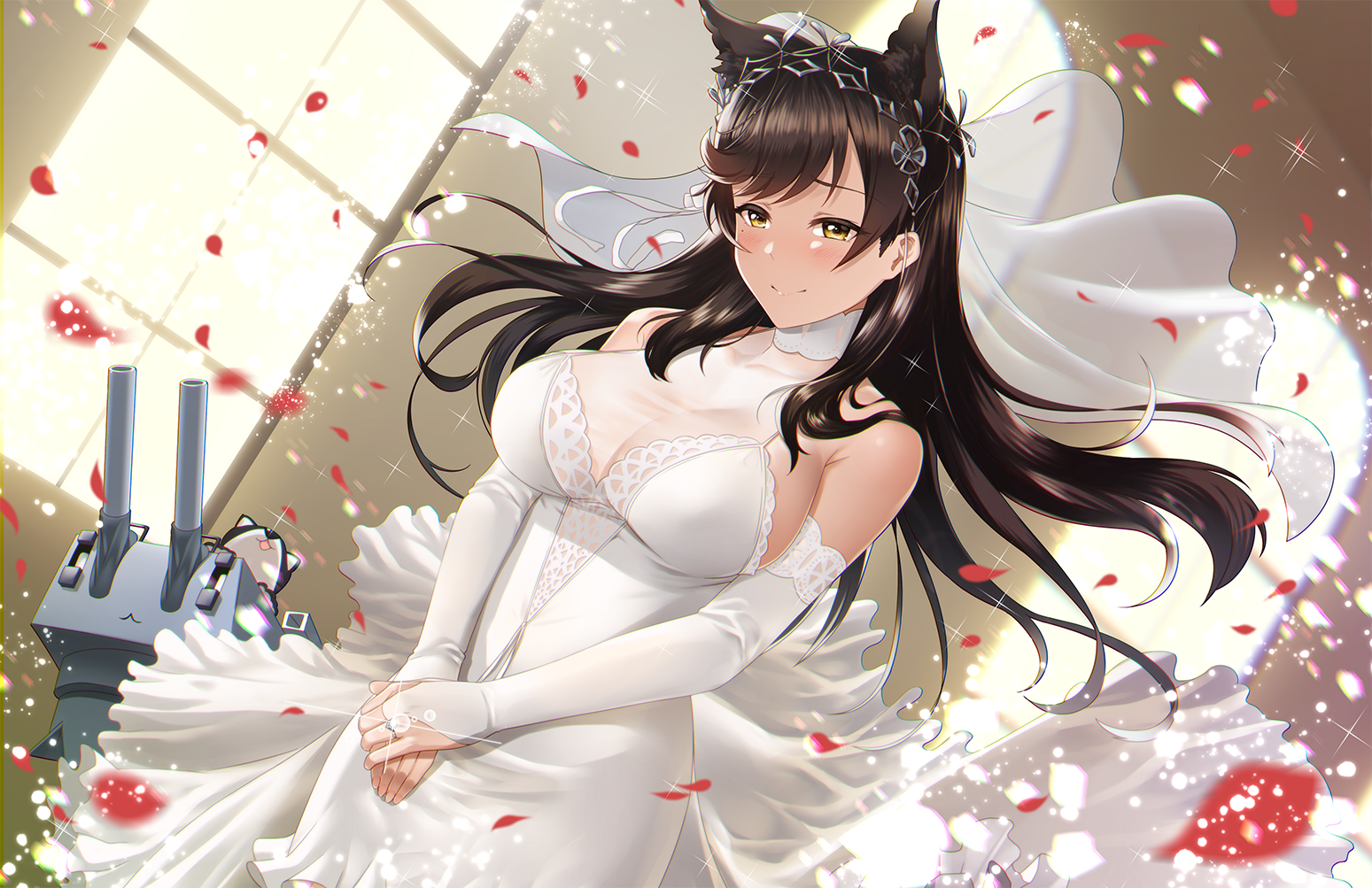 Atago in Elegant Wedding Dress from Azur Lane HD Wallpaper