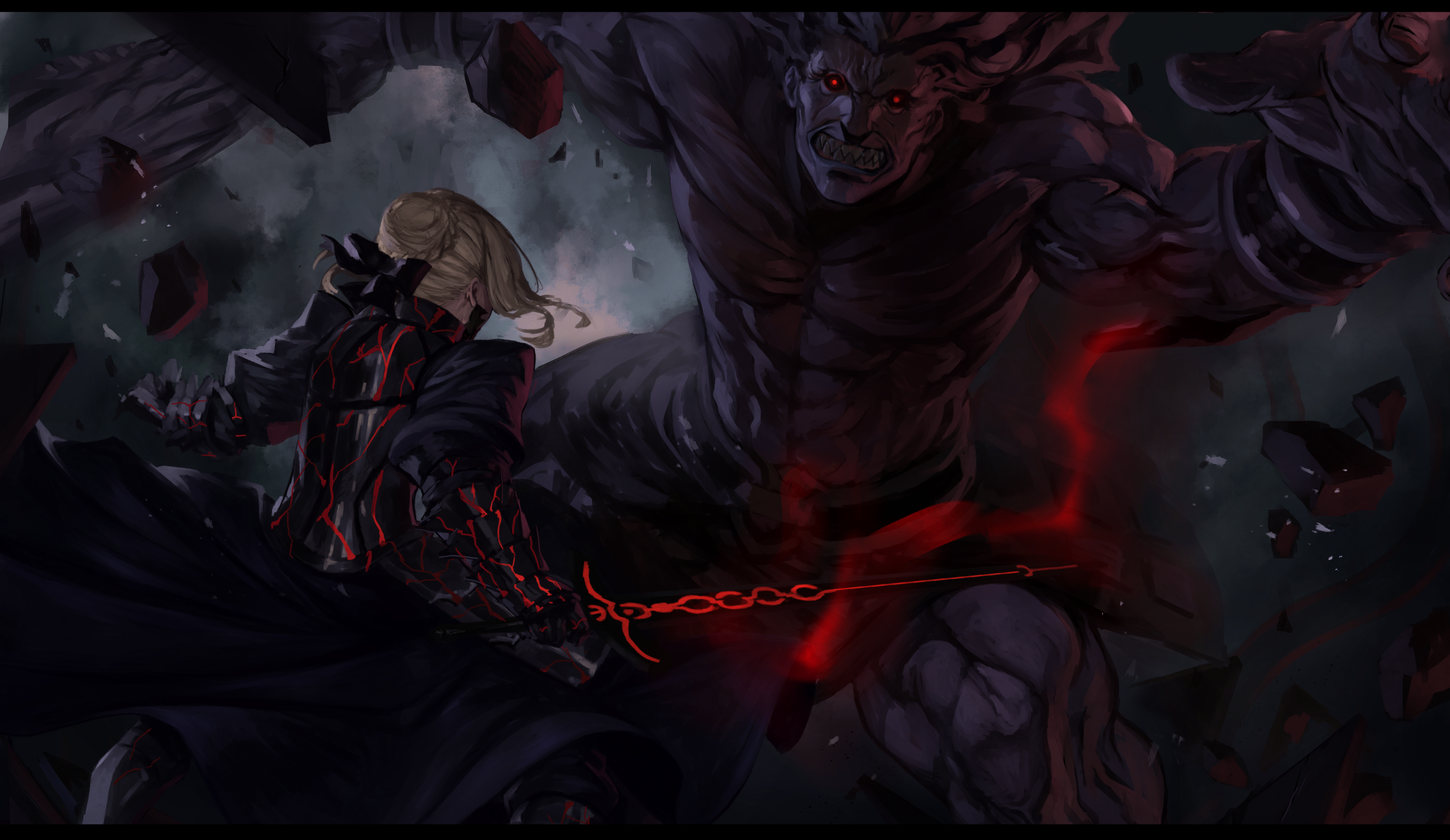 Saber Alter fights a Berserker from Fate/Stay Night HD Wallpaper