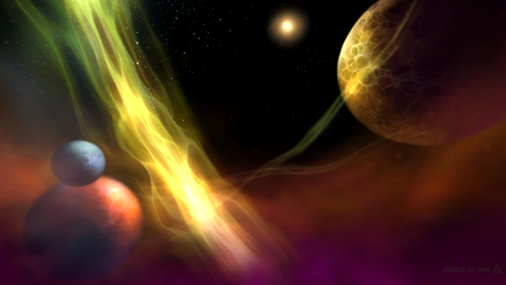 Planets and nebulae in outer space HD Wallpaper