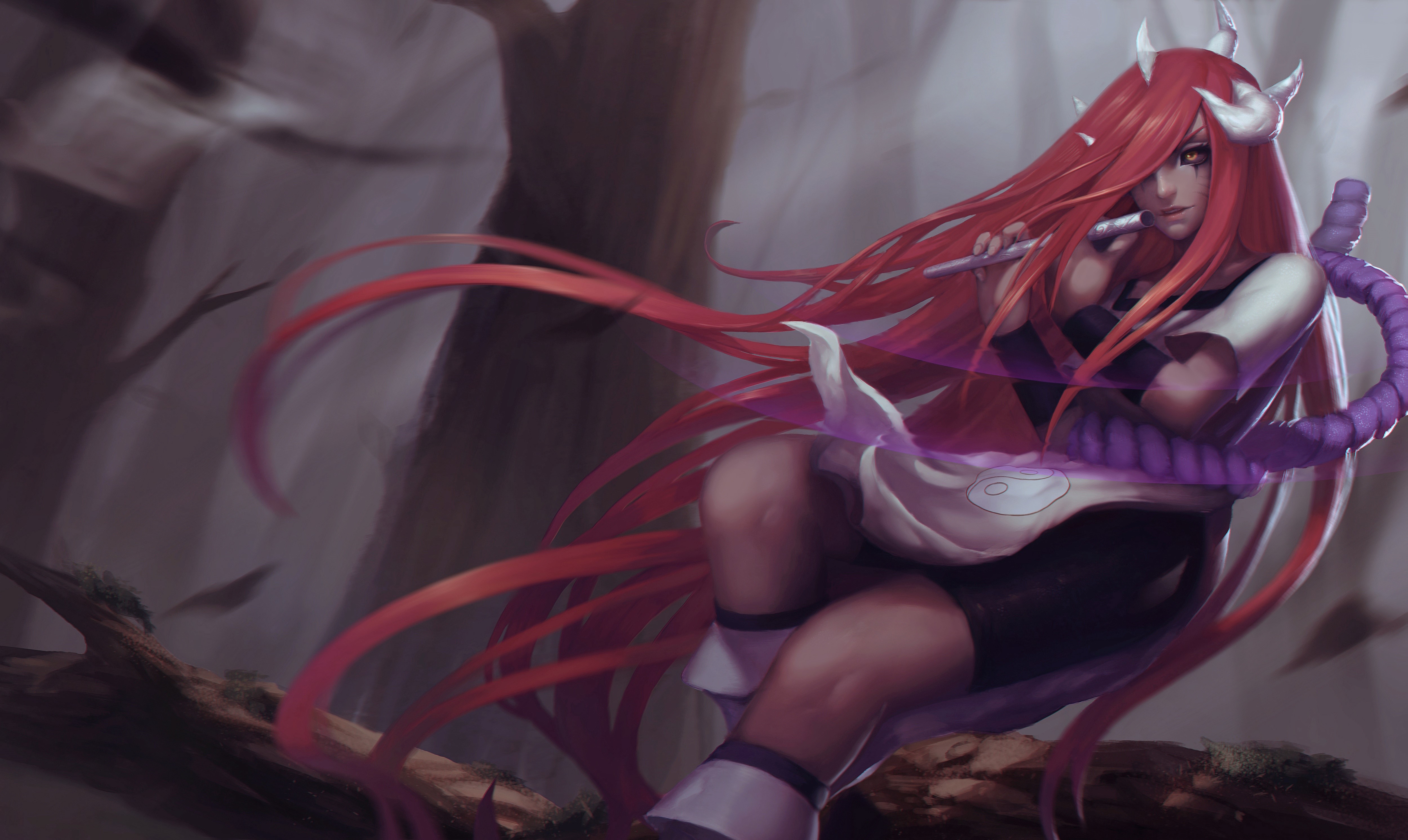 Karin from Naruto playing a flute HD Wallpaper