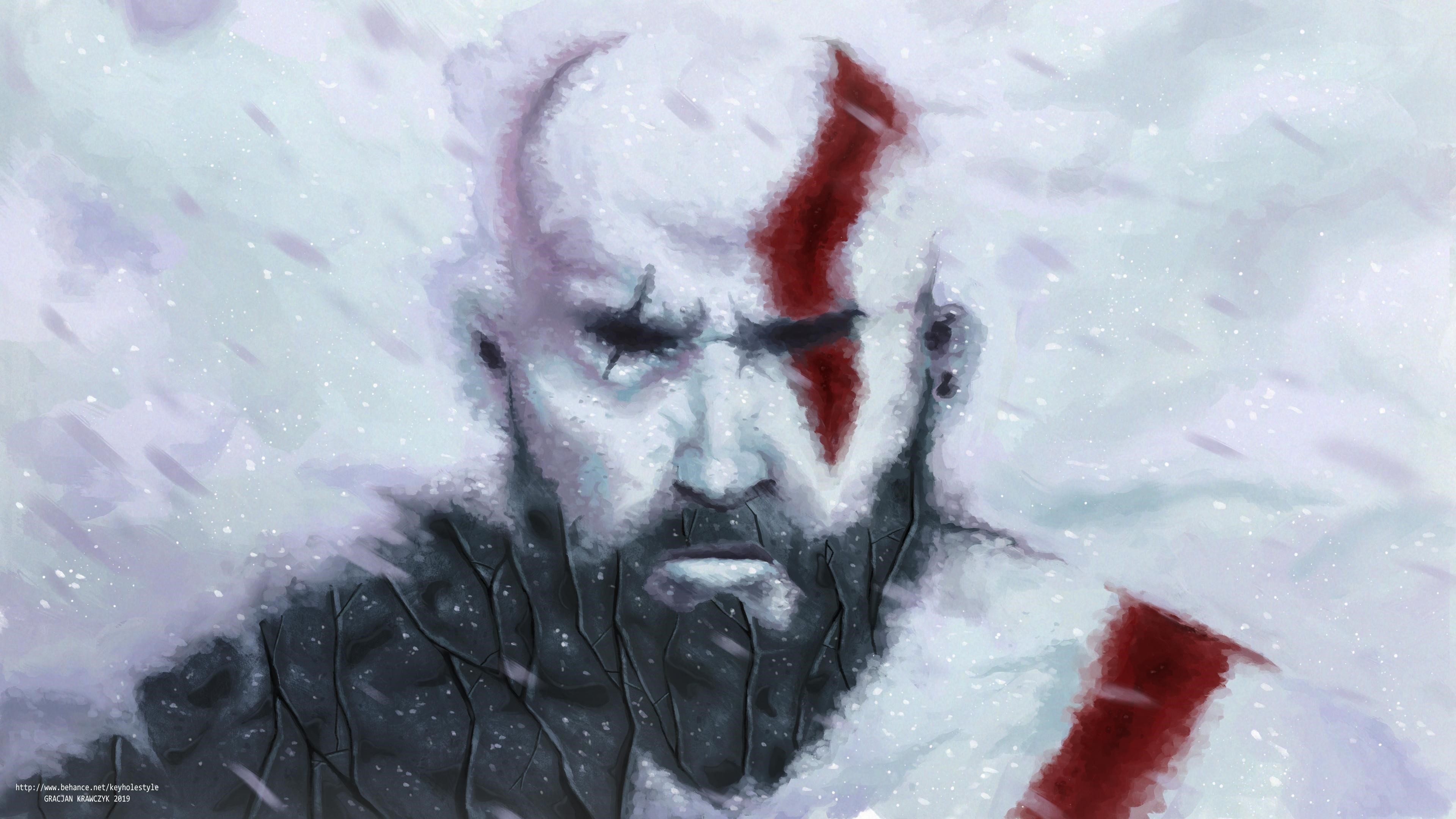 Kratos from God of War in snow HD Wallpaper