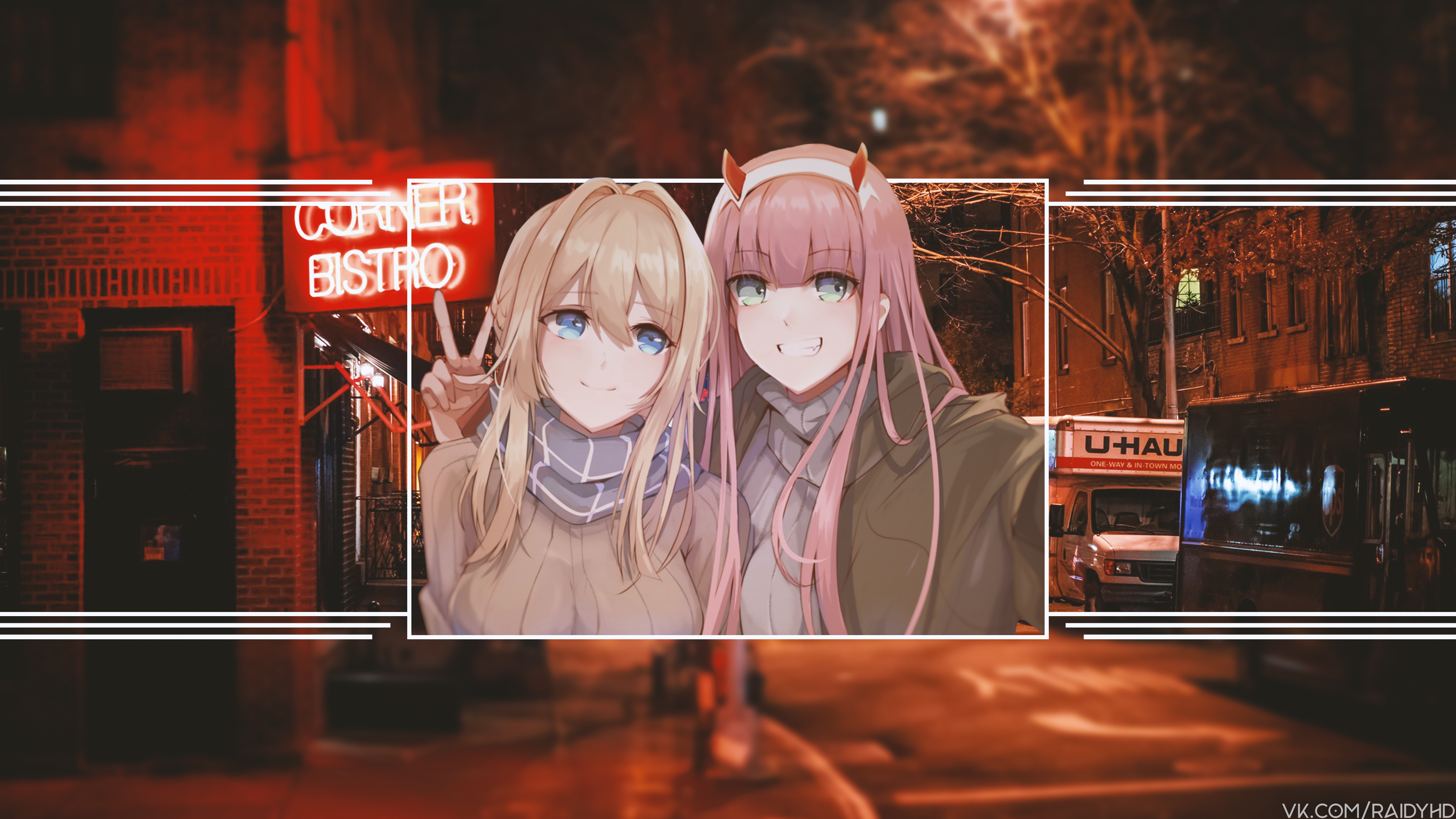 Zero Two and companion from Darling in the FranXX HD Wallpaper