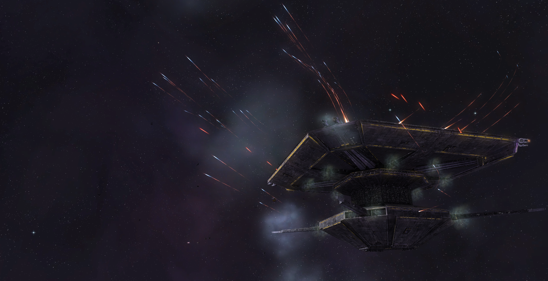 Space battle with a large space station in Sins of a Solar Empire HD Wallpaper