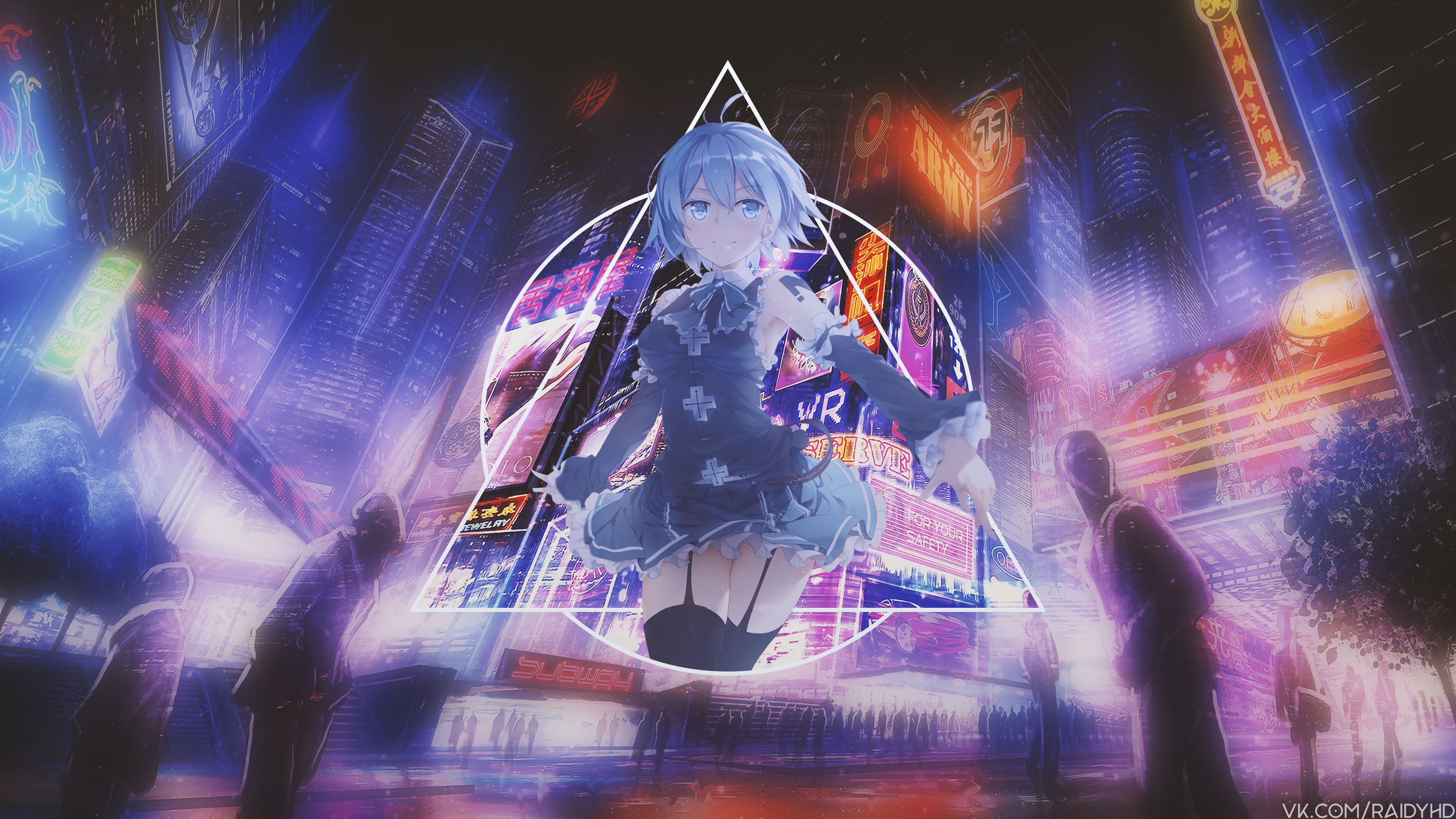 Anime girl in a futuristic city HD Wallpaper