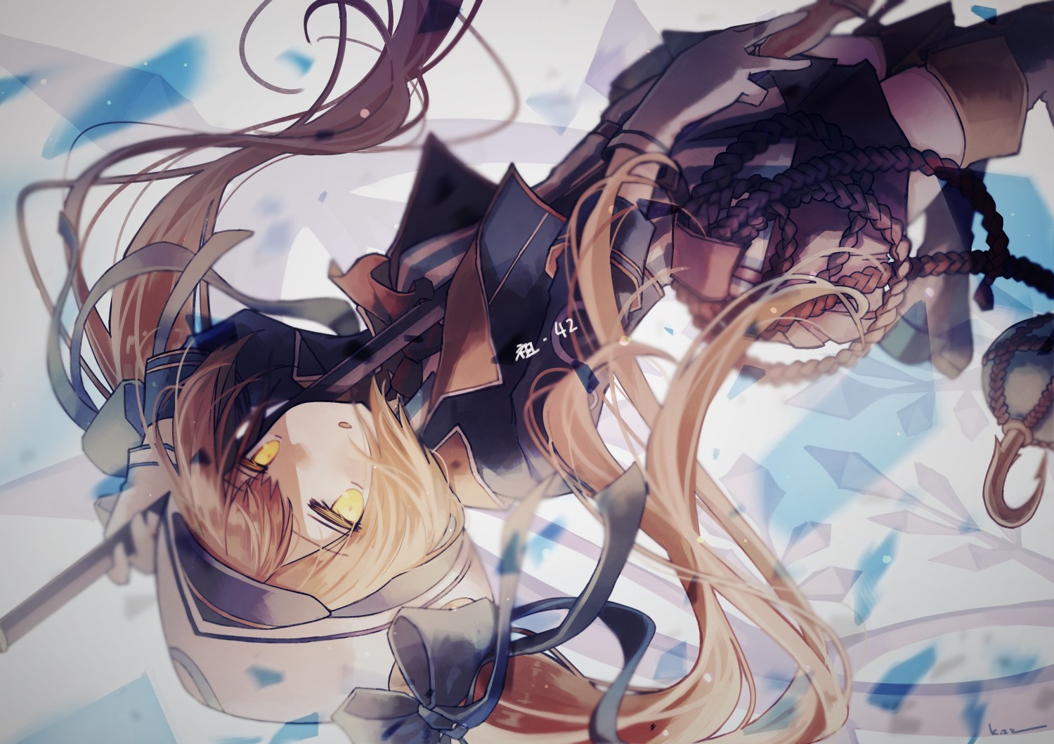 Anime girl with yellow eyes and blonde hair HD Wallpaper