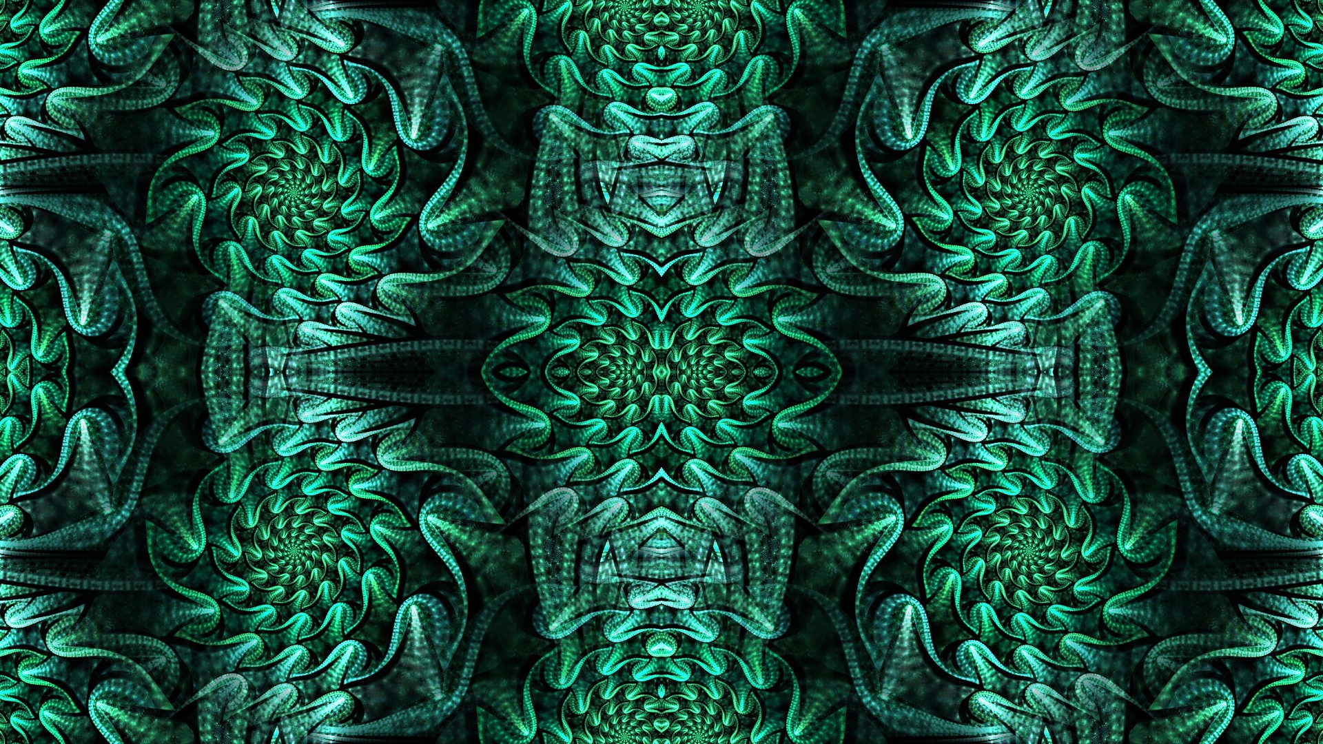 Abstract fractal pattern in teal and green HD Wallpaper