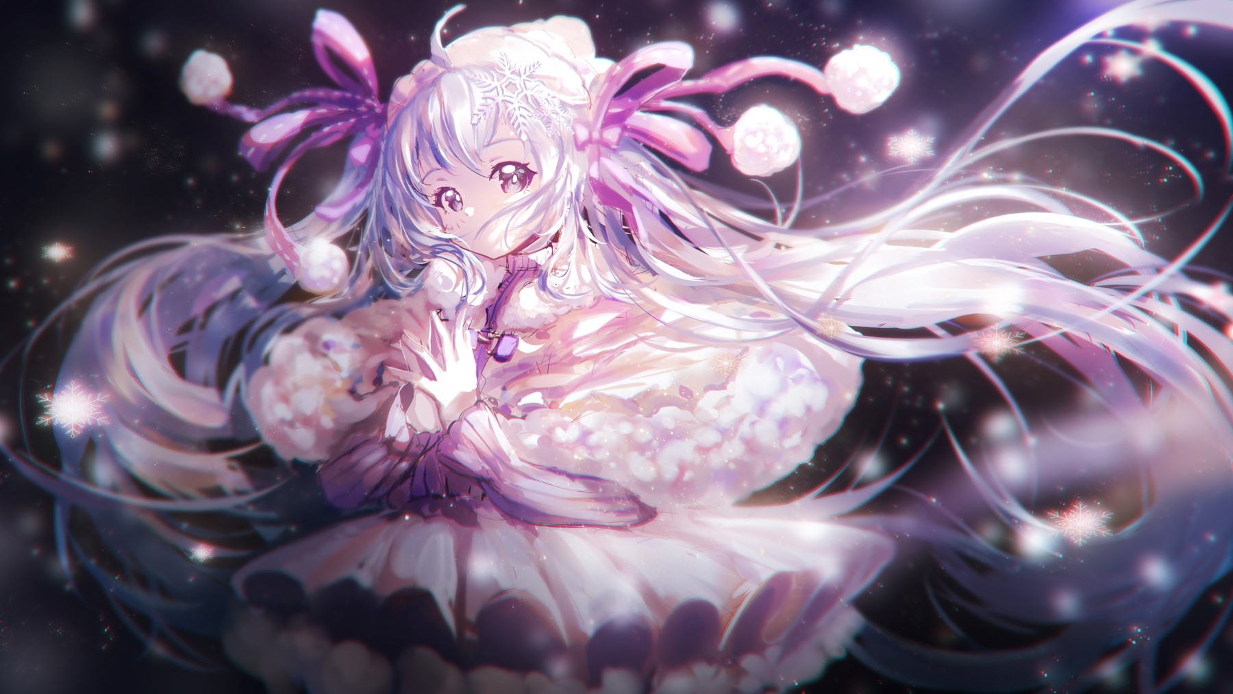 Hatsune Miku from Vocaloid in winter outfit HD Wallpaper