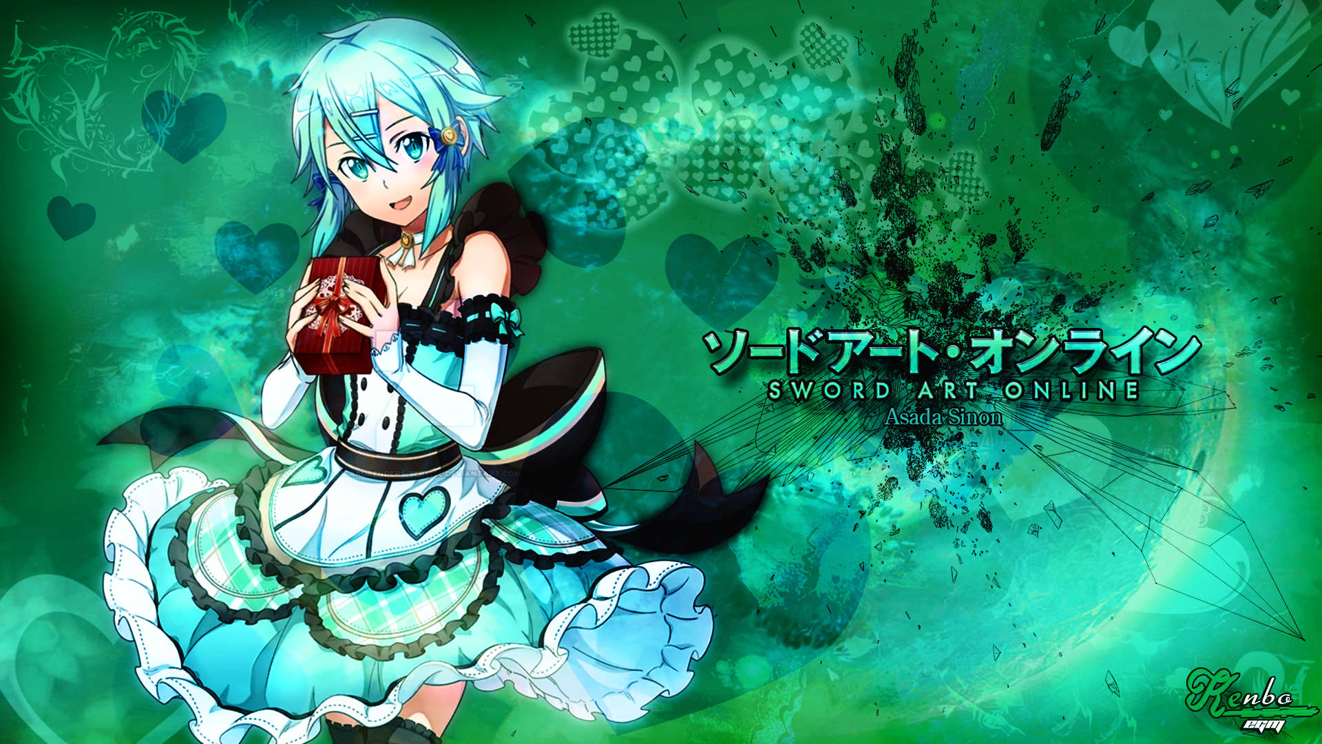 Asada Shino from Sword Art Online holding a gift HD Wallpaper