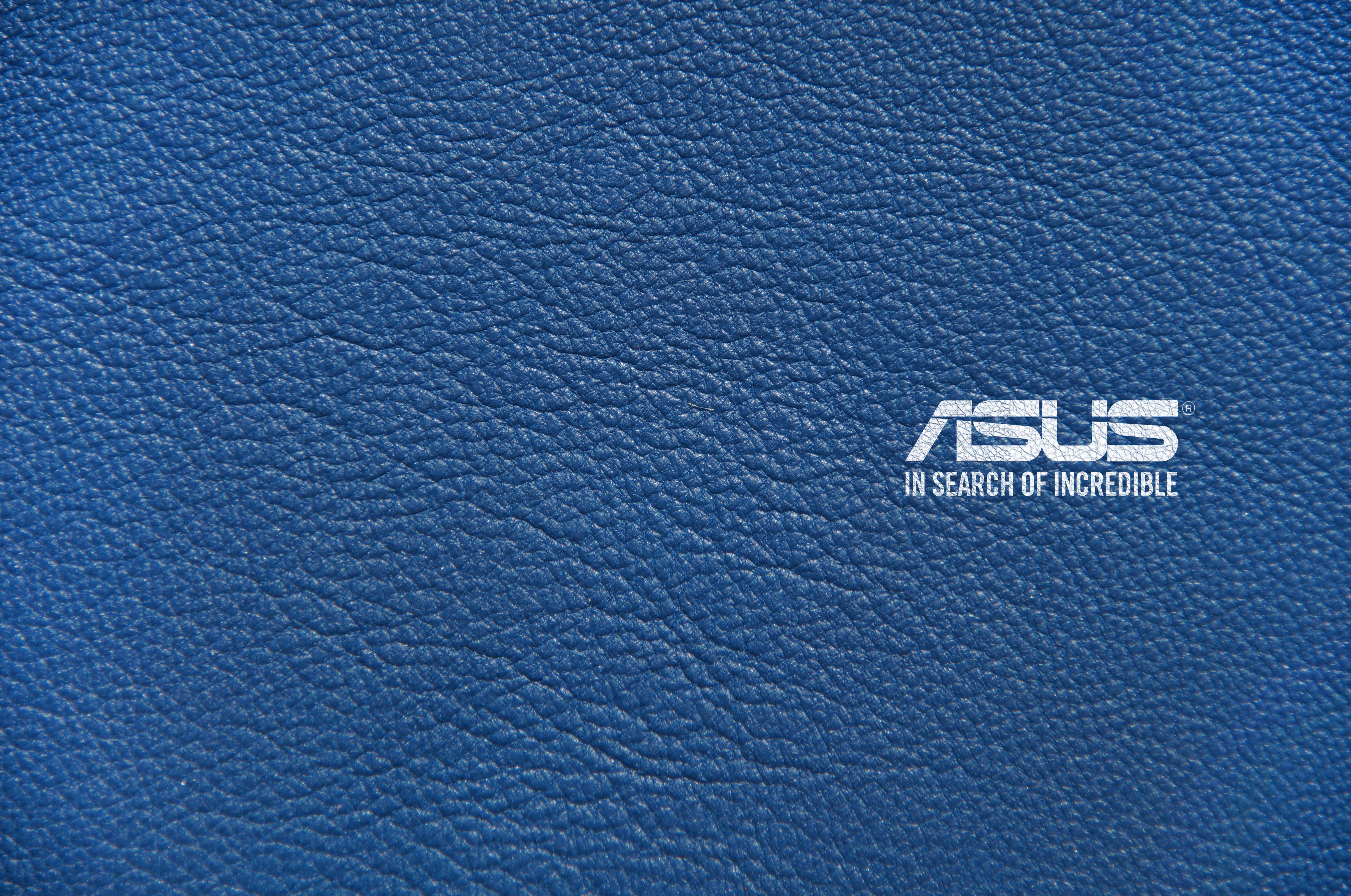 ASUS logo on blue leather texture HD Wallpaper
