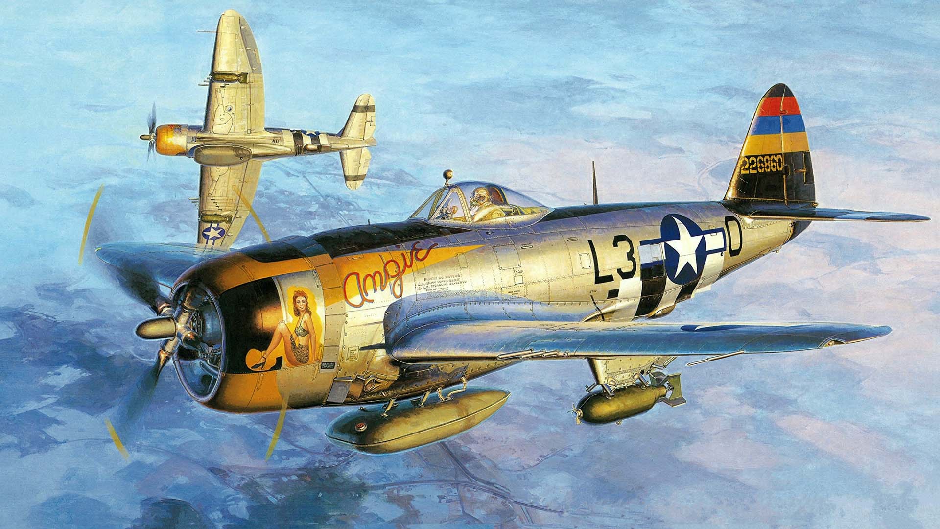 P-47D Thunderbolt aircraft in flight HD Wallpaper