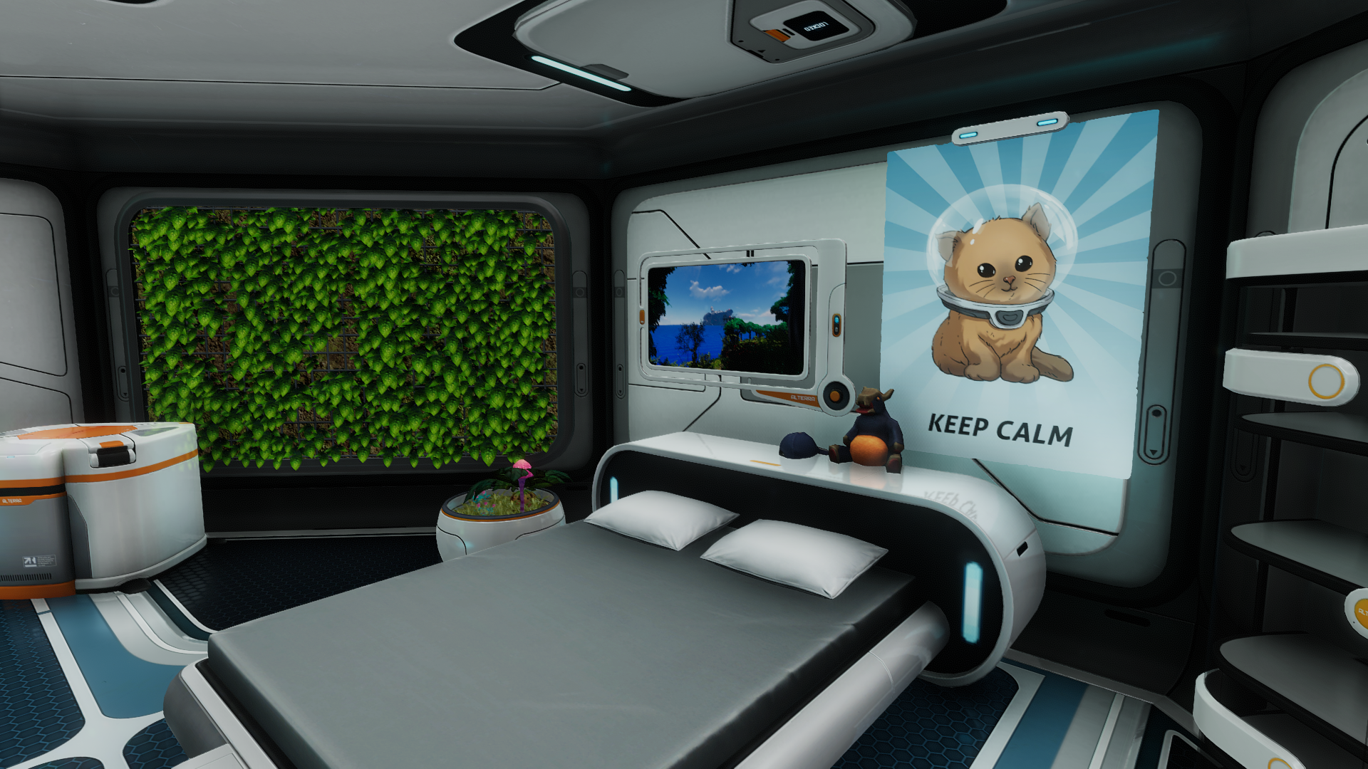 Subnautica screenshot of a futuristic bedroom HD Wallpaper
