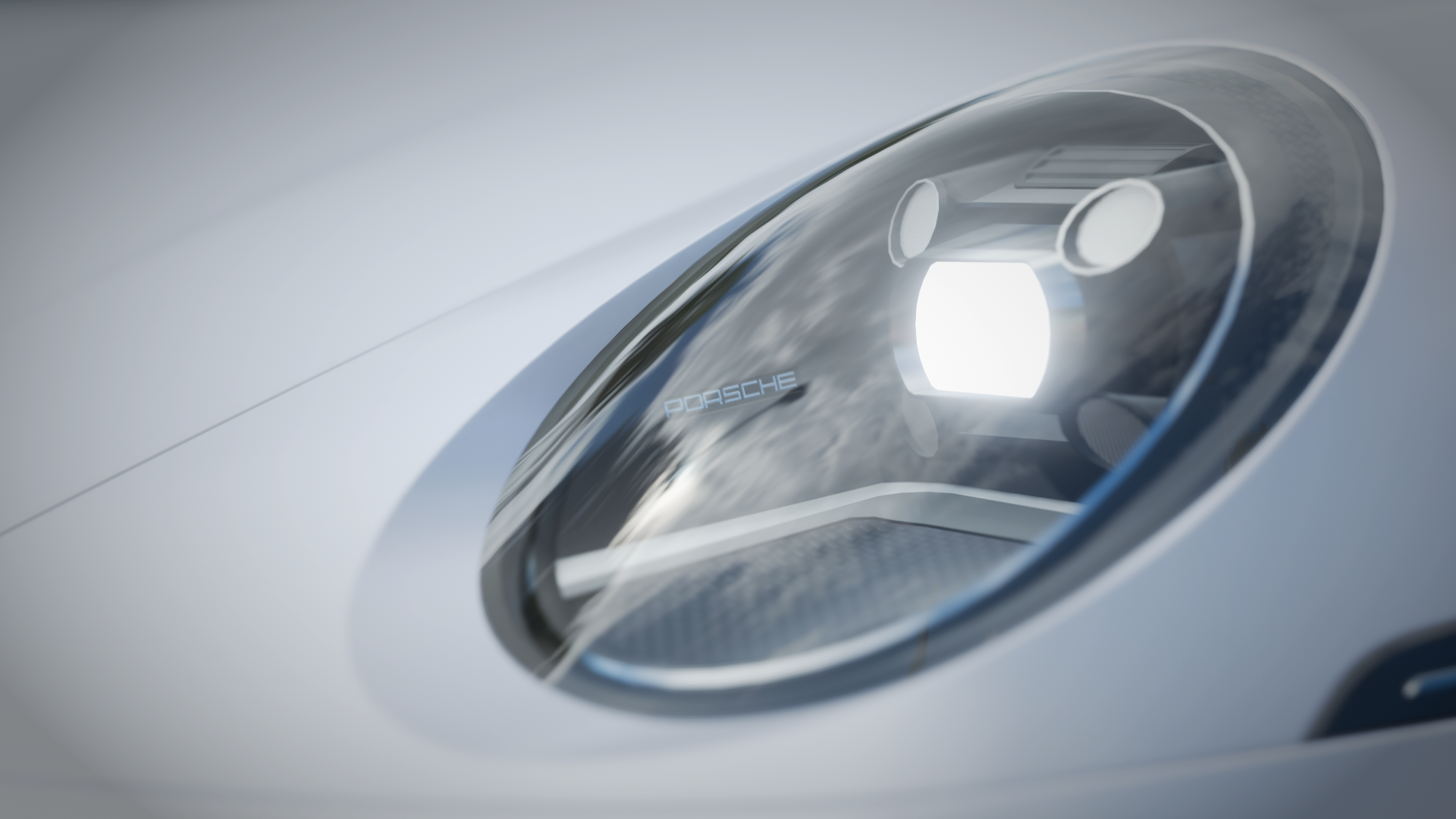 Porsche 911 headlight with Porsche logo HD Wallpaper