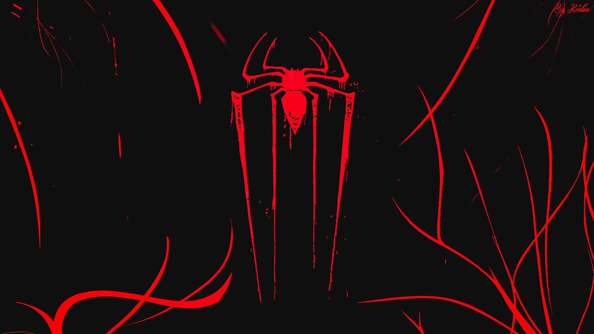 Spider-Man logo with red abstract elements HD Wallpaper