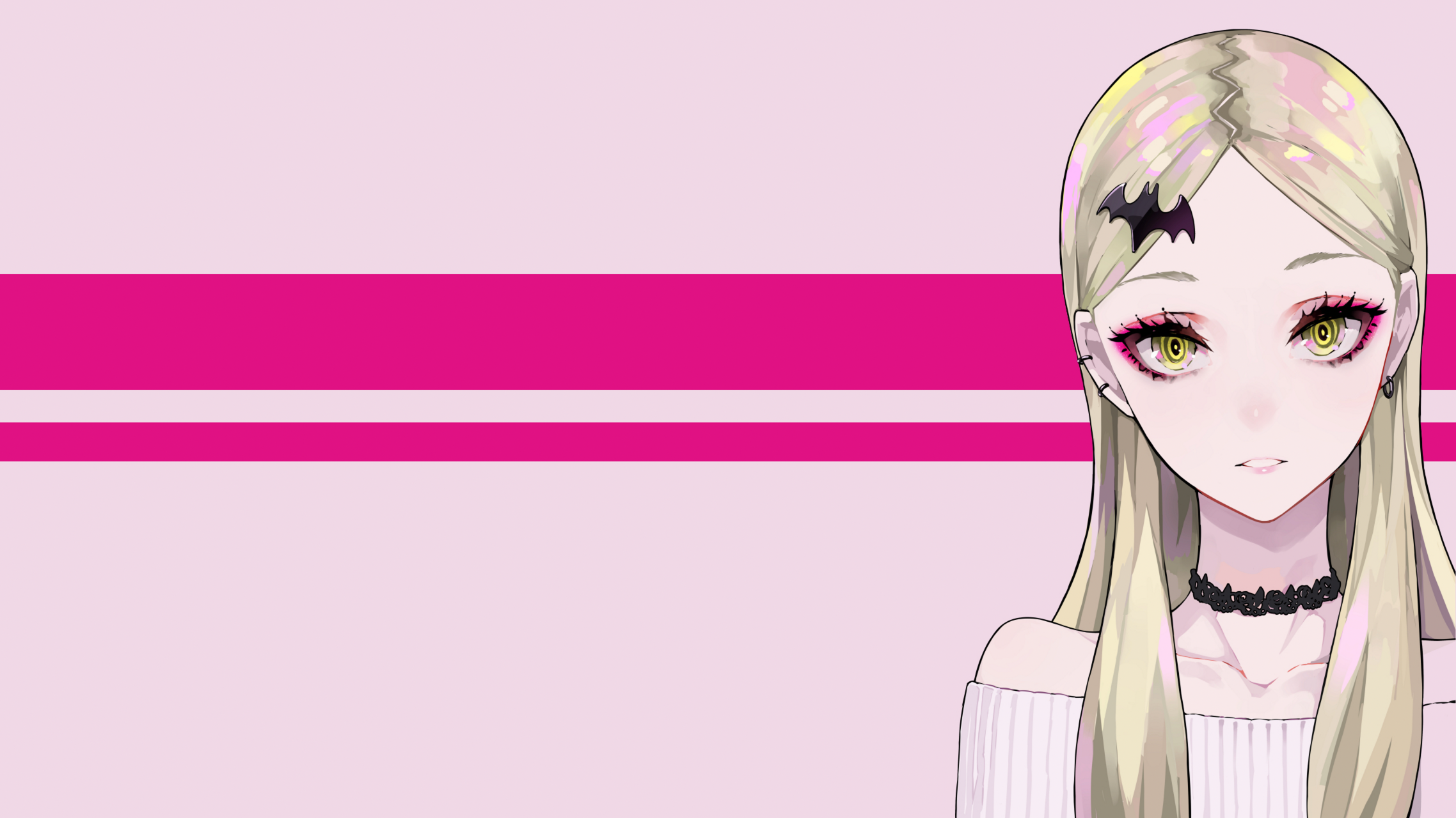 Anime girl with blonde hair and yellow eyes HD Wallpaper