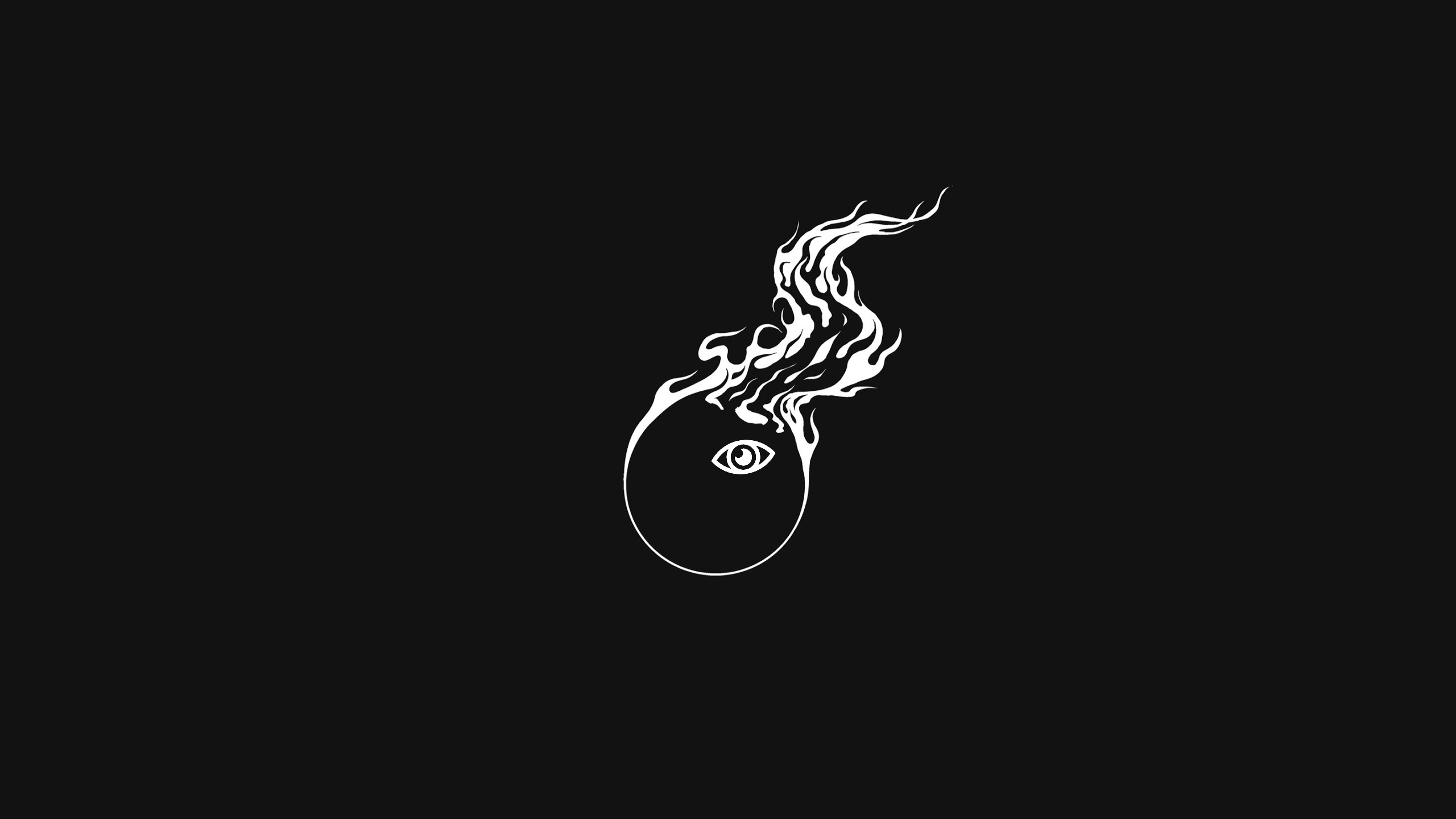Minimalist eye with flames on black background HD Wallpaper