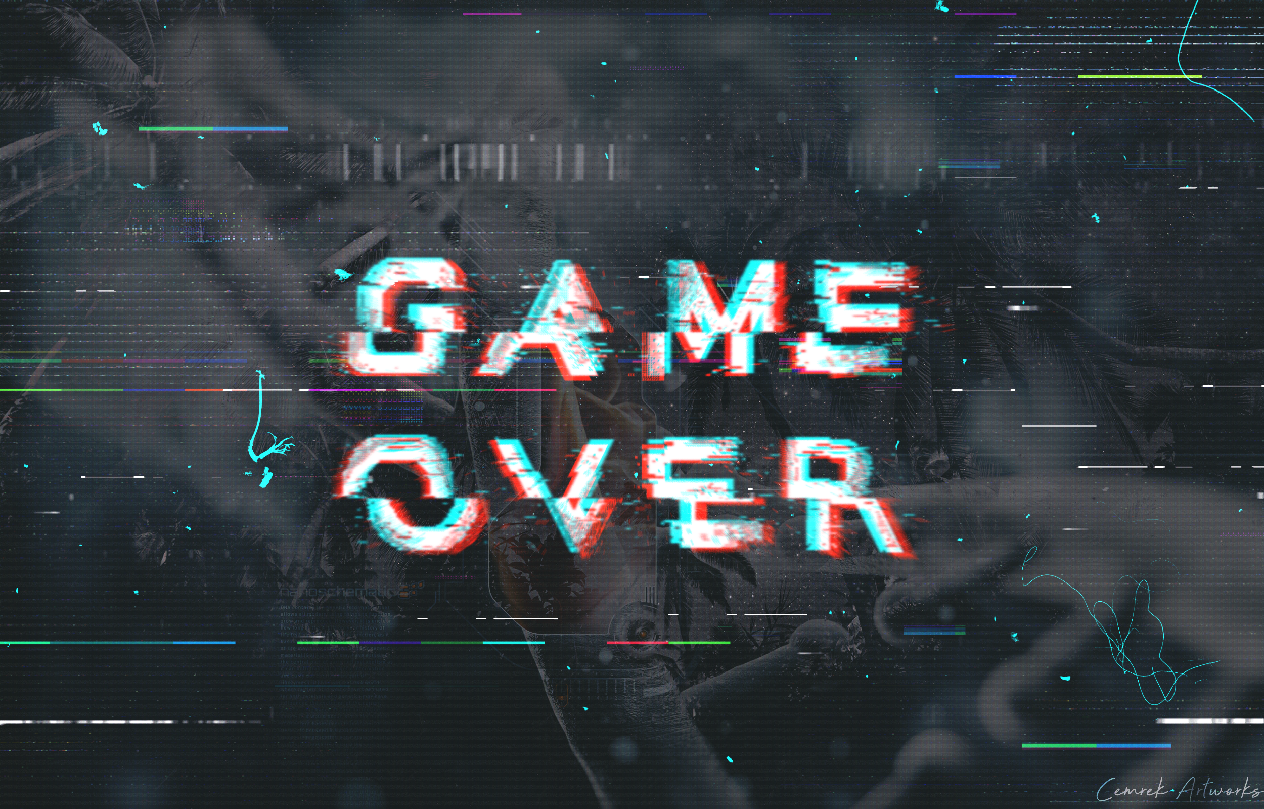 Glitch art with GAME OVER text HD Wallpaper