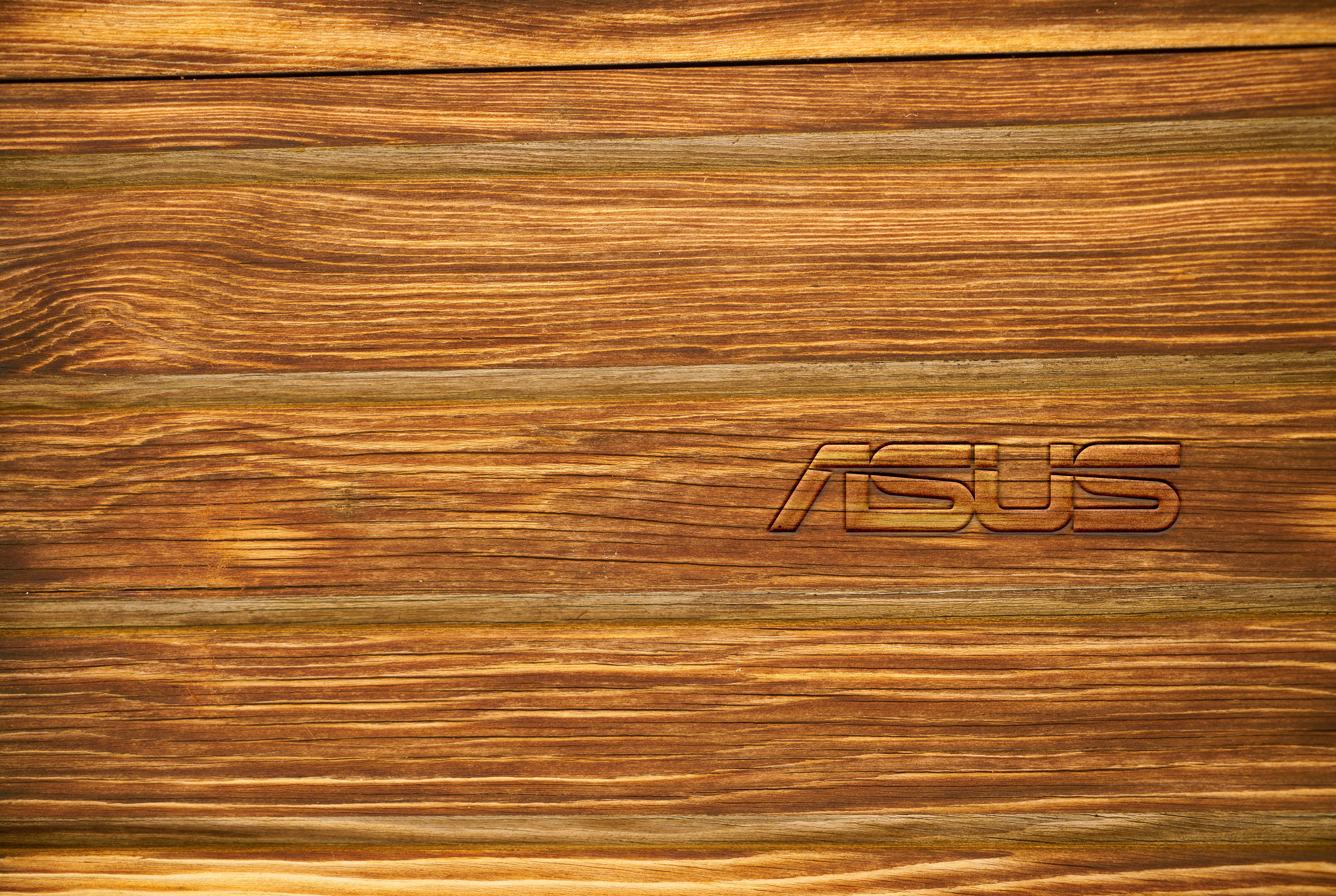 ASUS logo on wood texture HD Wallpaper