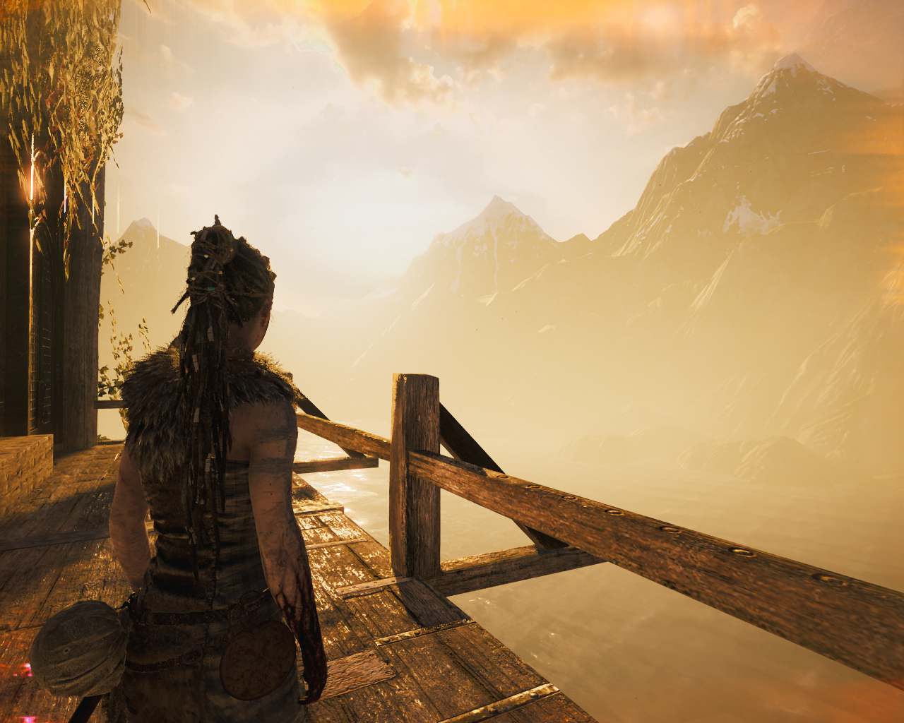 Senua from Hellblade: Senua's Sacrifice on a wooden pier HD Wallpaper