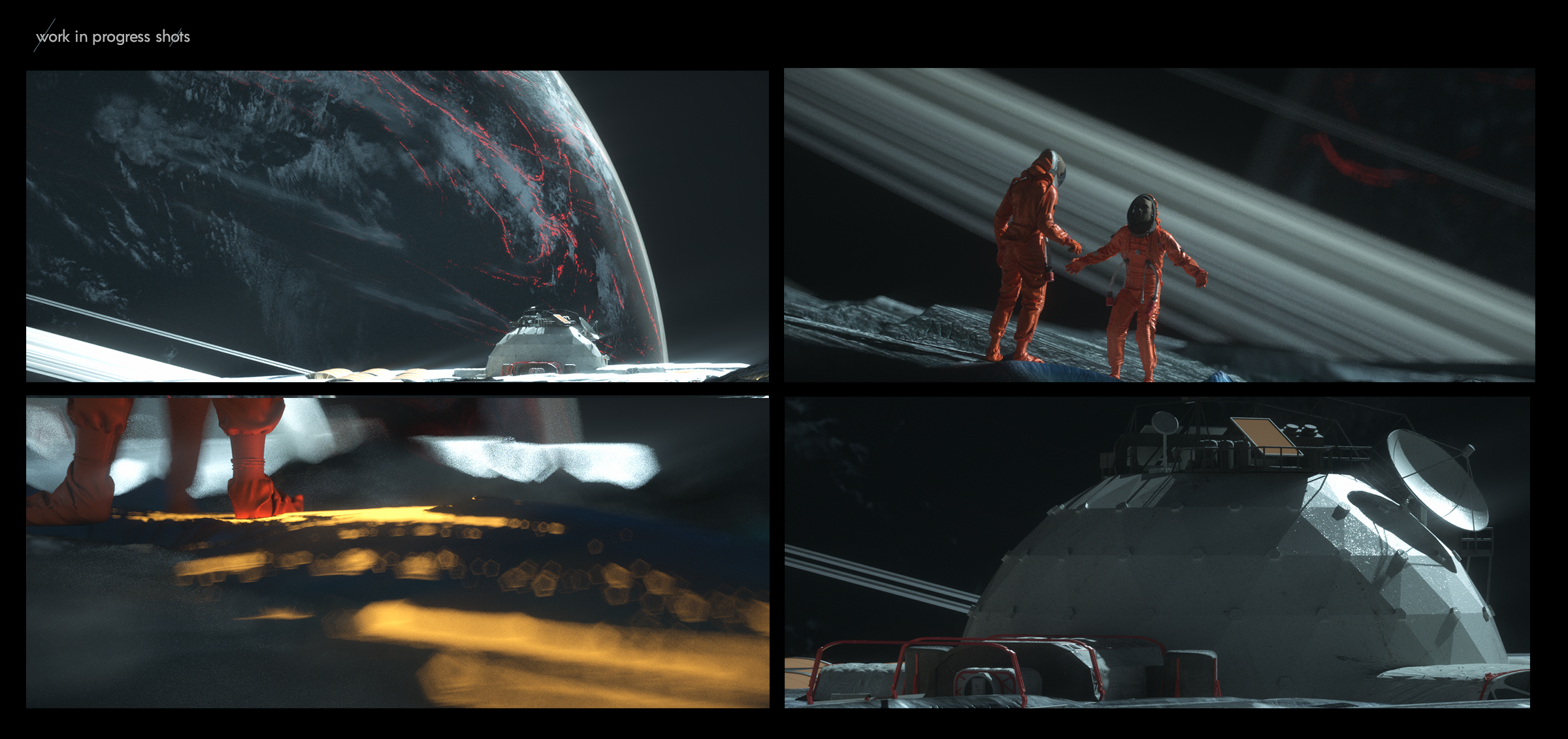 Astronauts on alien planet with rings HD Wallpaper