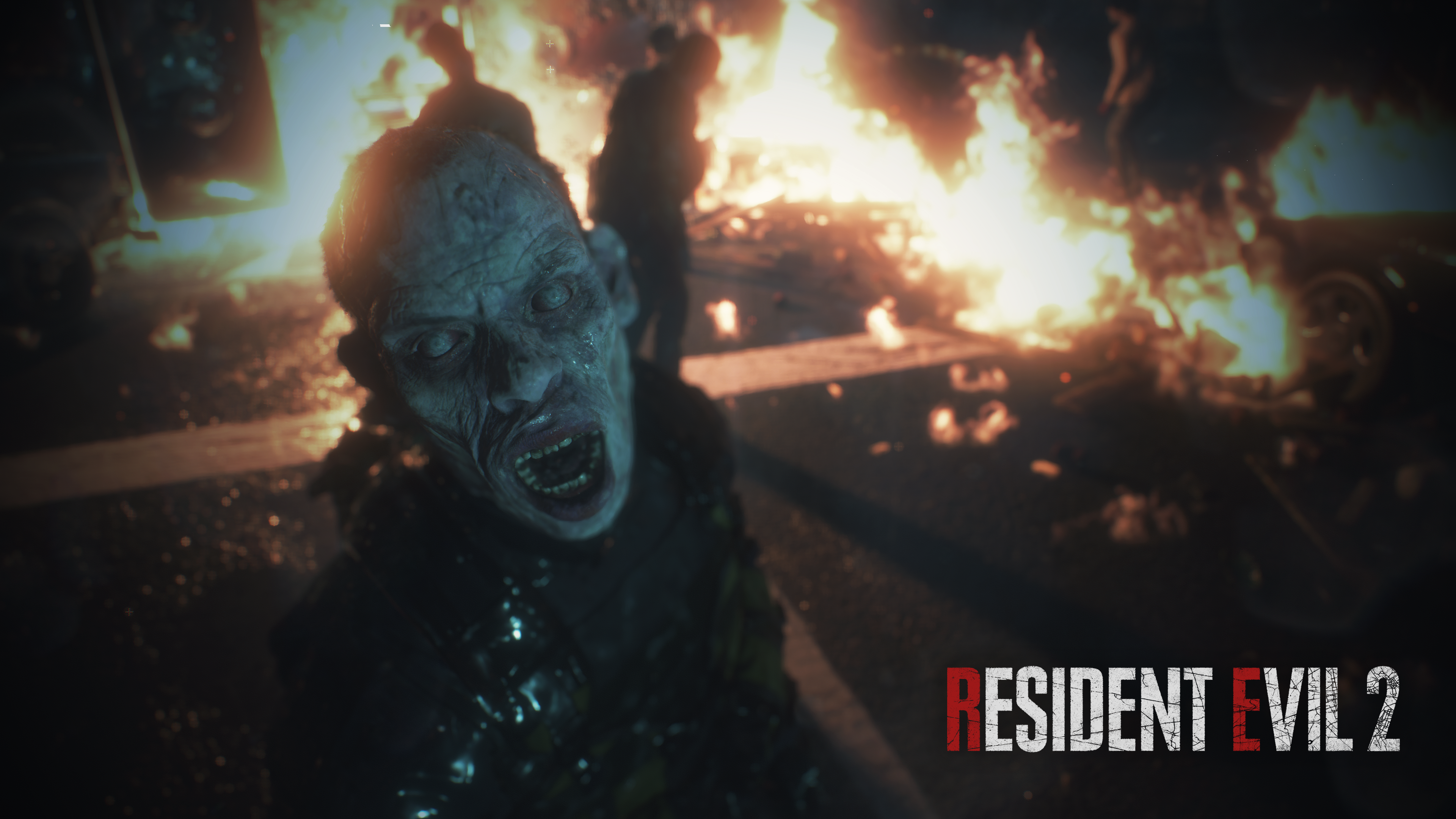Zombie from Resident Evil 2 Remake in front of fire HD Wallpaper