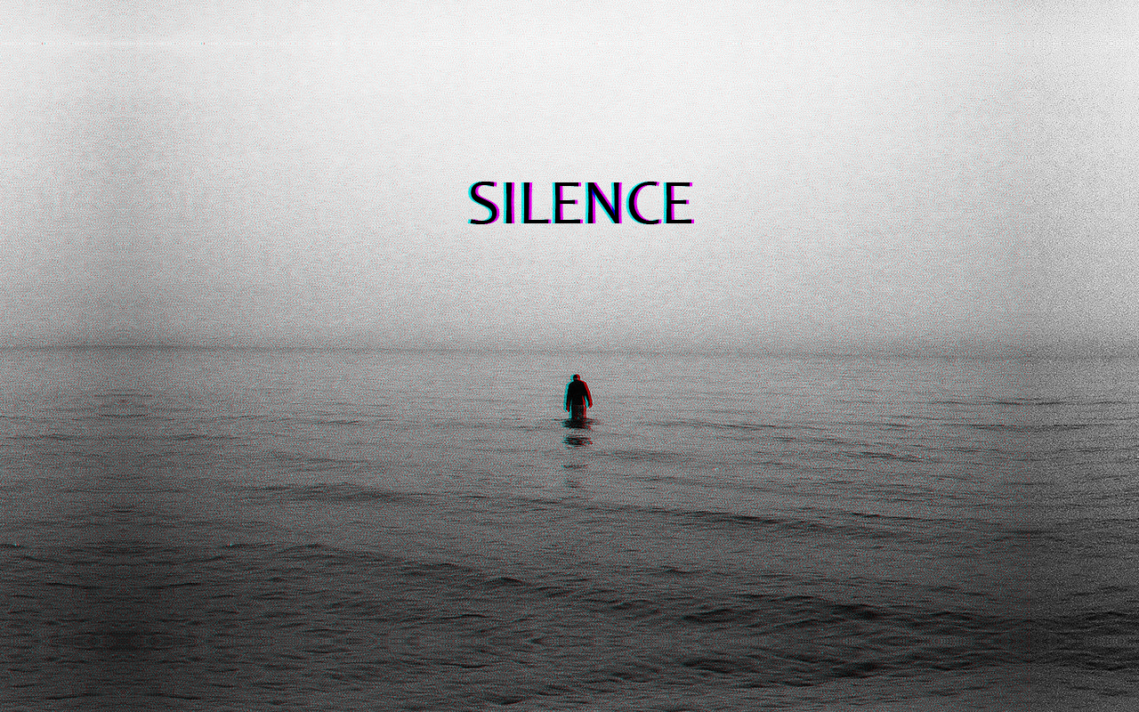 Man walking into the sea with the word SILENCE HD Wallpaper