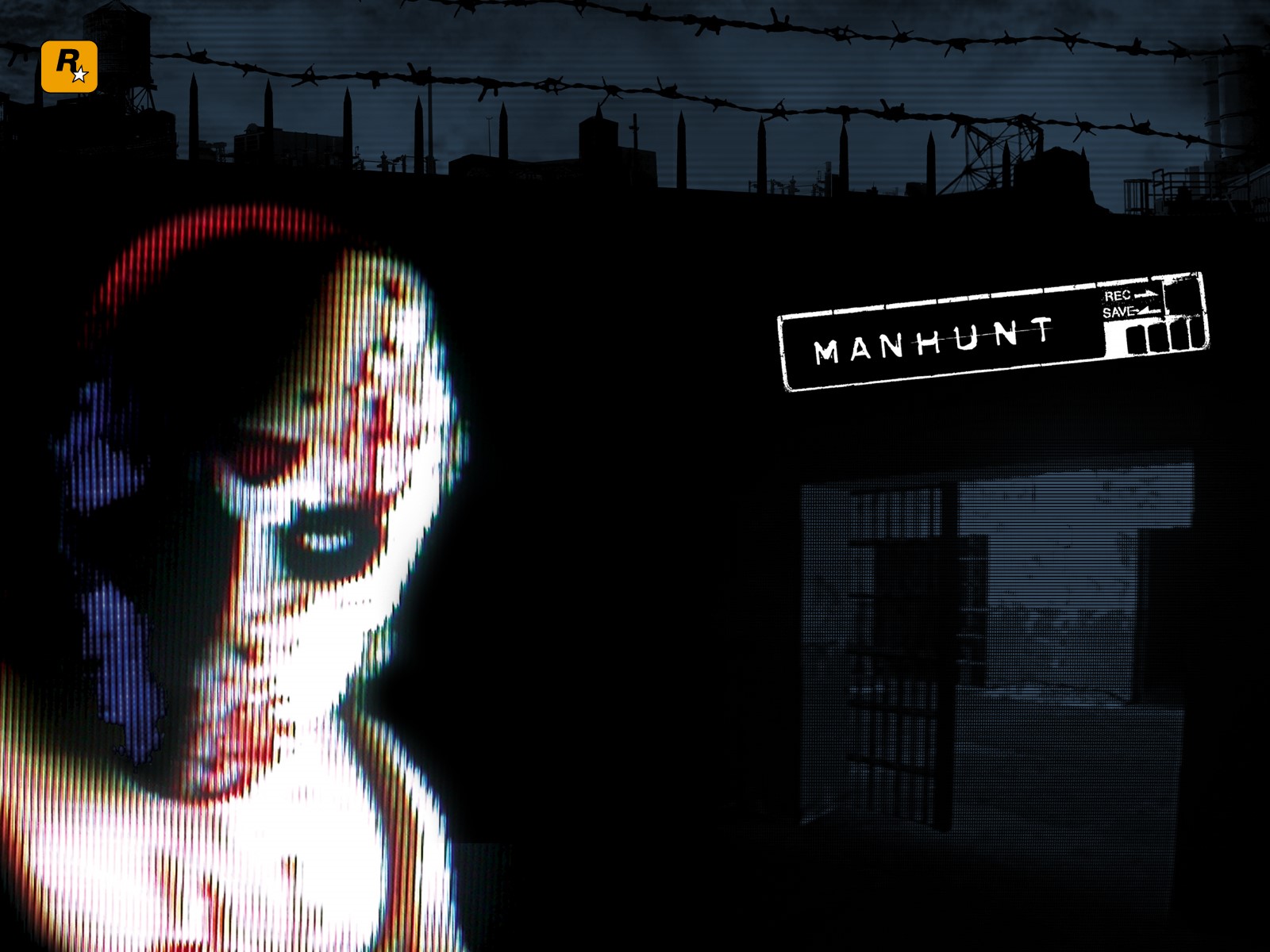 Manhunt video game art with masked figure HD Wallpaper